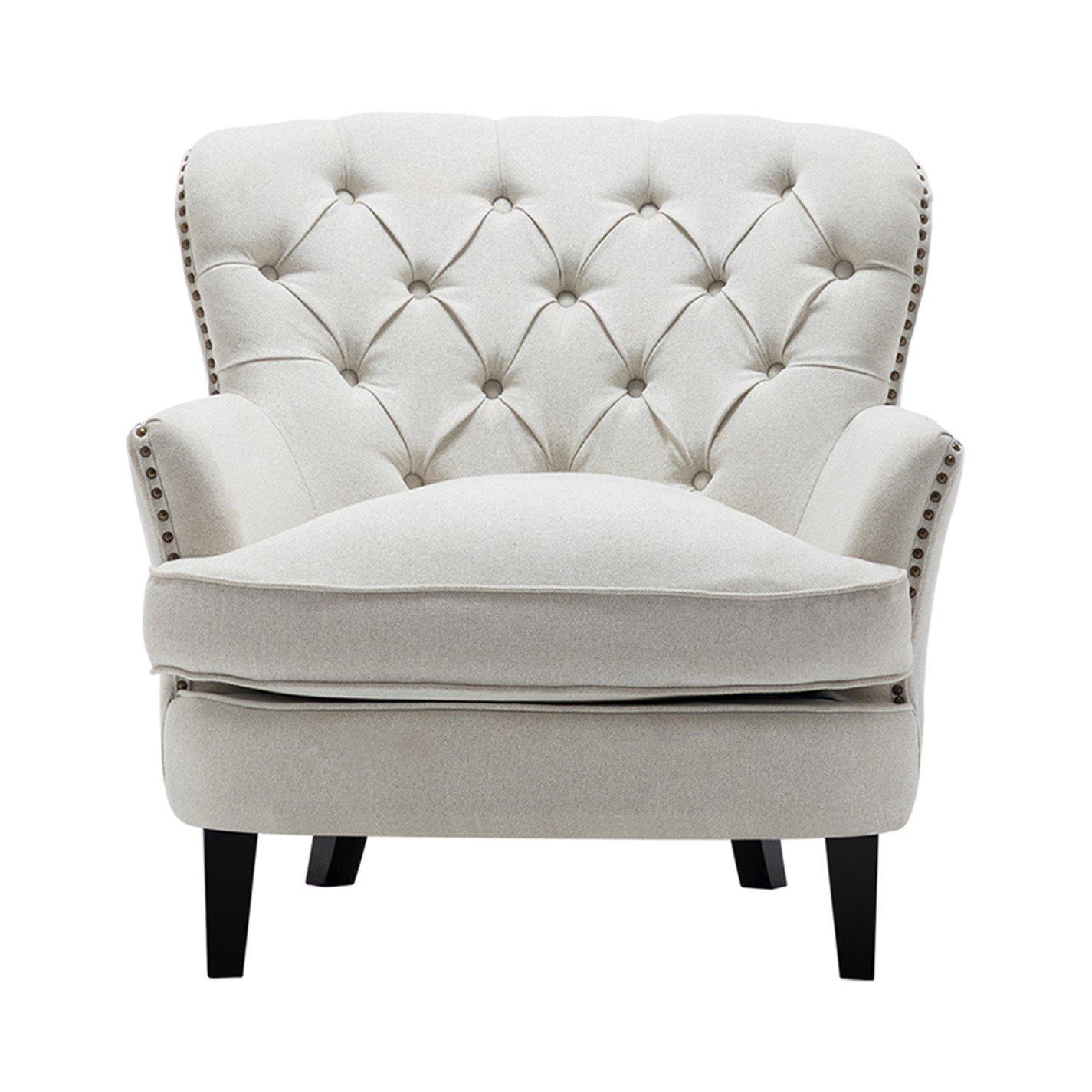 White - Kabinet UK - Classic Buttoned Linen Armchair - 3