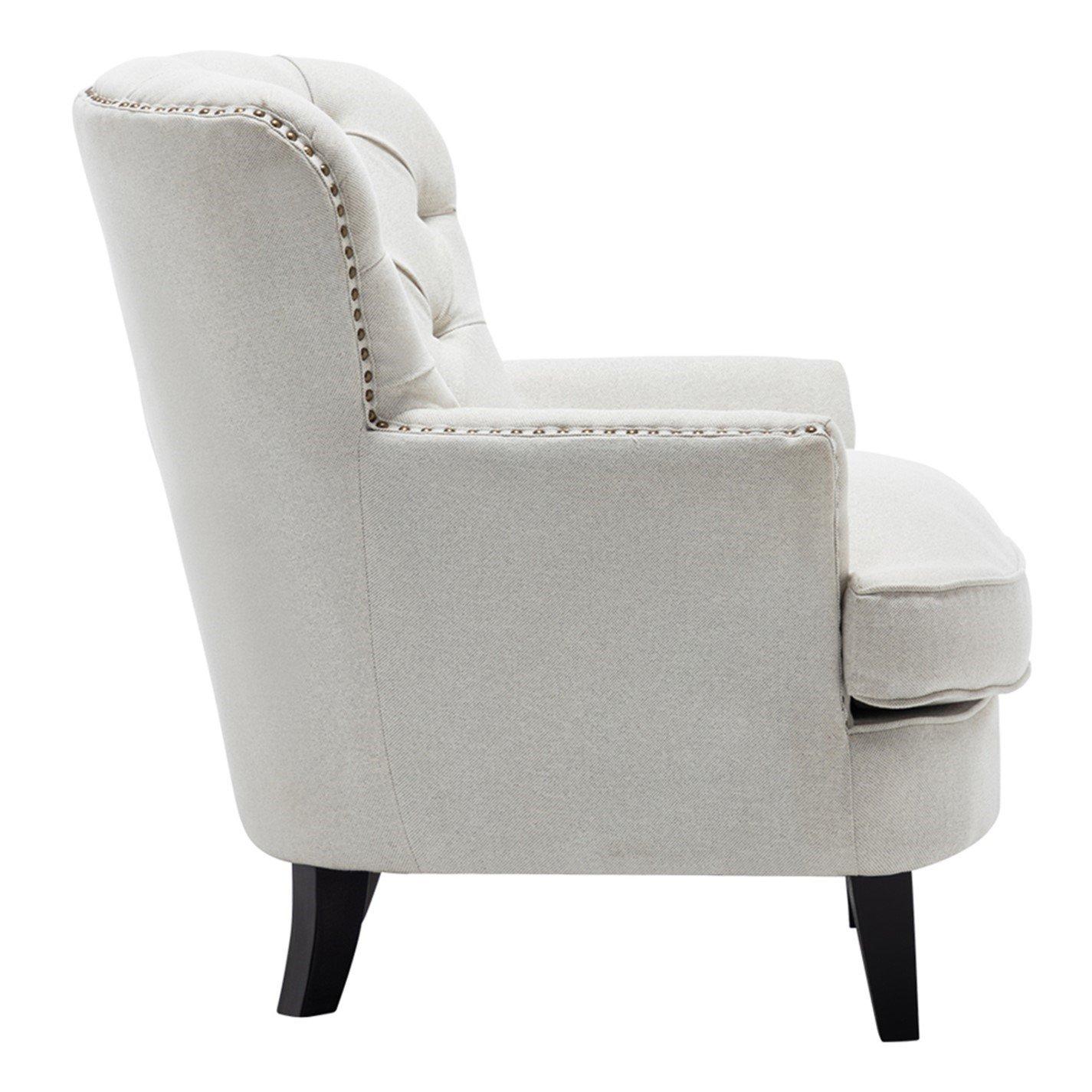 White - Kabinet UK - Classic Buttoned Linen Armchair - 5