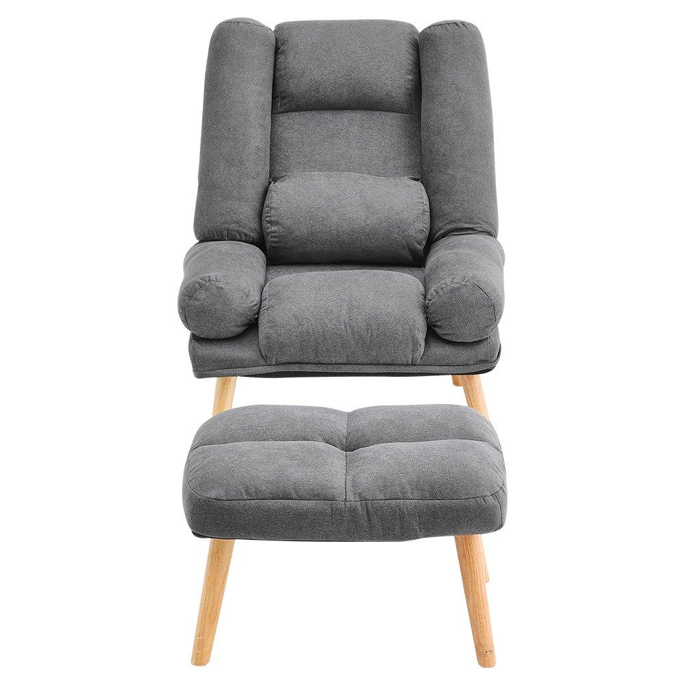 Grey - Kabinet UK - Modern Recliner with Footstool - 3