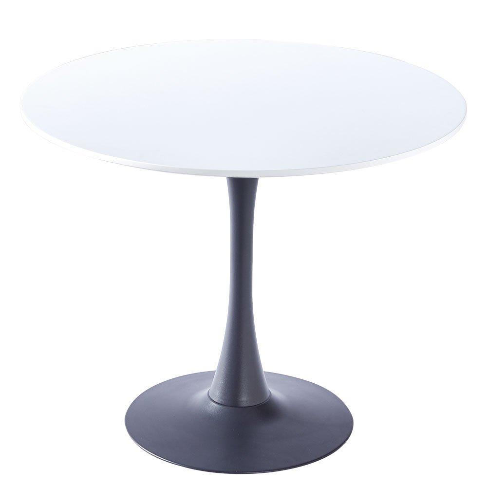 White Black - Kabinet UK - Modern Round Wooden Table with Metallic Base - 3