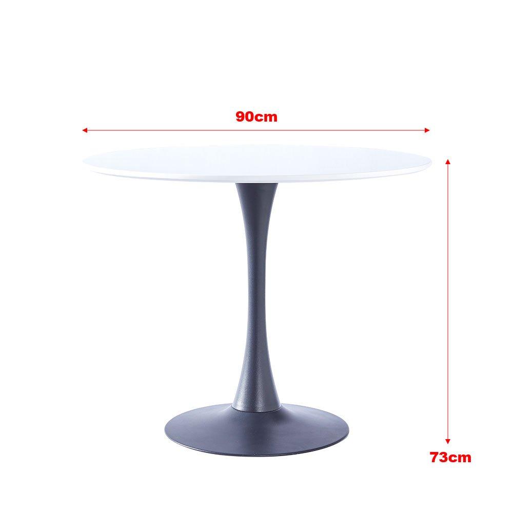 White Black - Kabinet UK - Modern Round Wooden Table with Metallic Base - 7