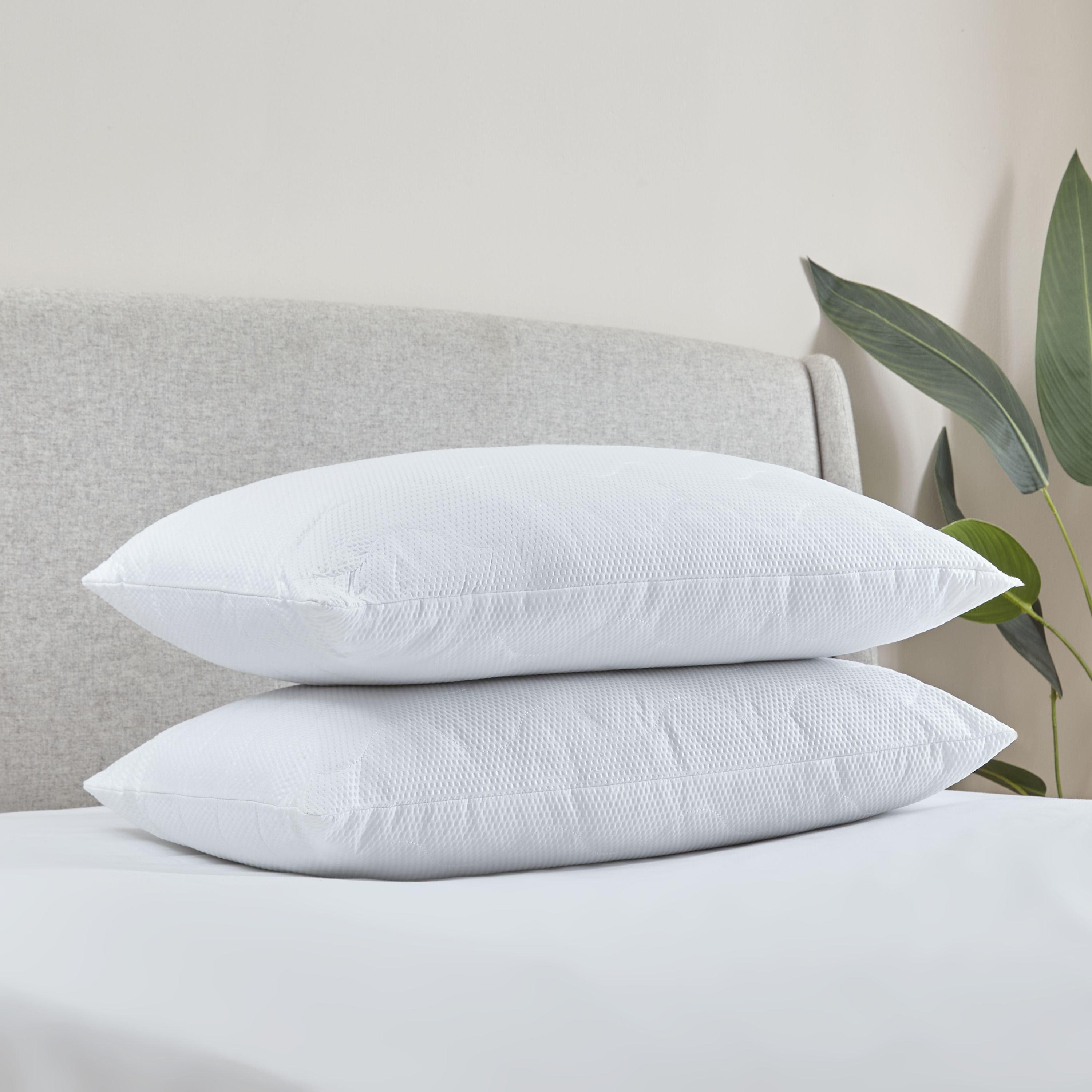 White - Catherine Lansfield - Luxury Quilted Comfort Embossed Pillow Pair - 2