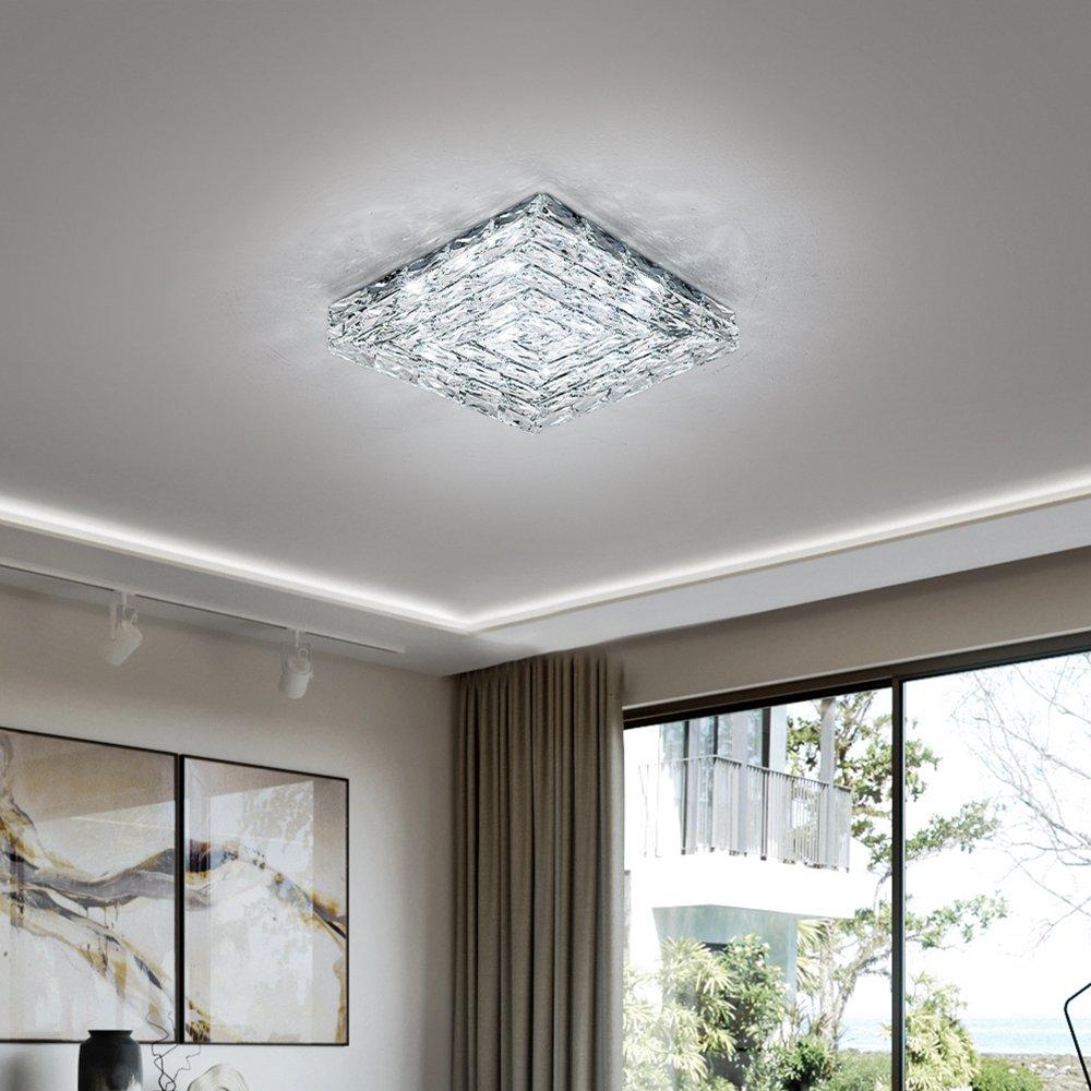 White - Kabinet UK - Modern Square Crystal LED Ceiling Light - 1