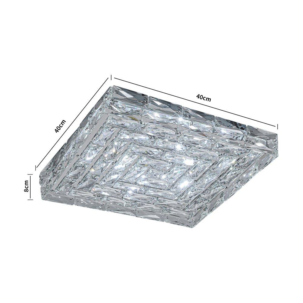 White - Kabinet UK - Modern Square Crystal LED Ceiling Light - 6
