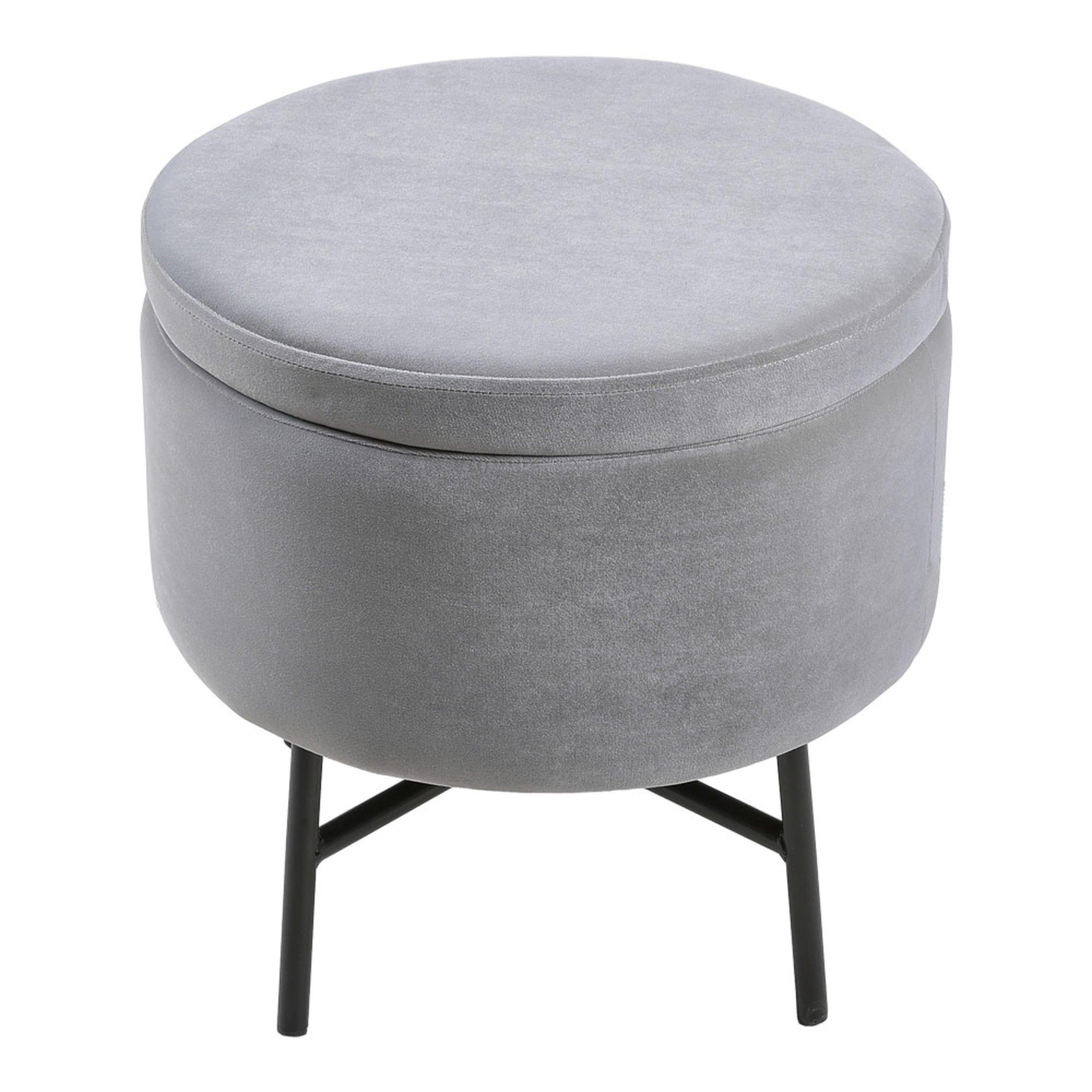 Grey - Kabinet UK - Contemporary Velvet Ottoman Metal Legs - 2