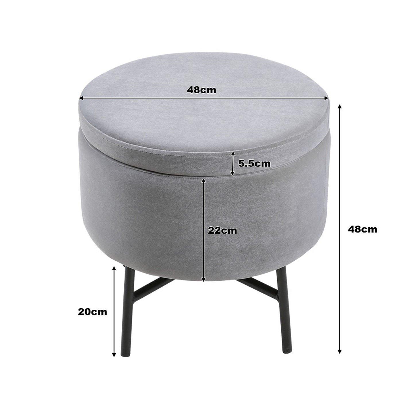 Grey - Kabinet UK - Contemporary Velvet Ottoman Metal Legs - 11