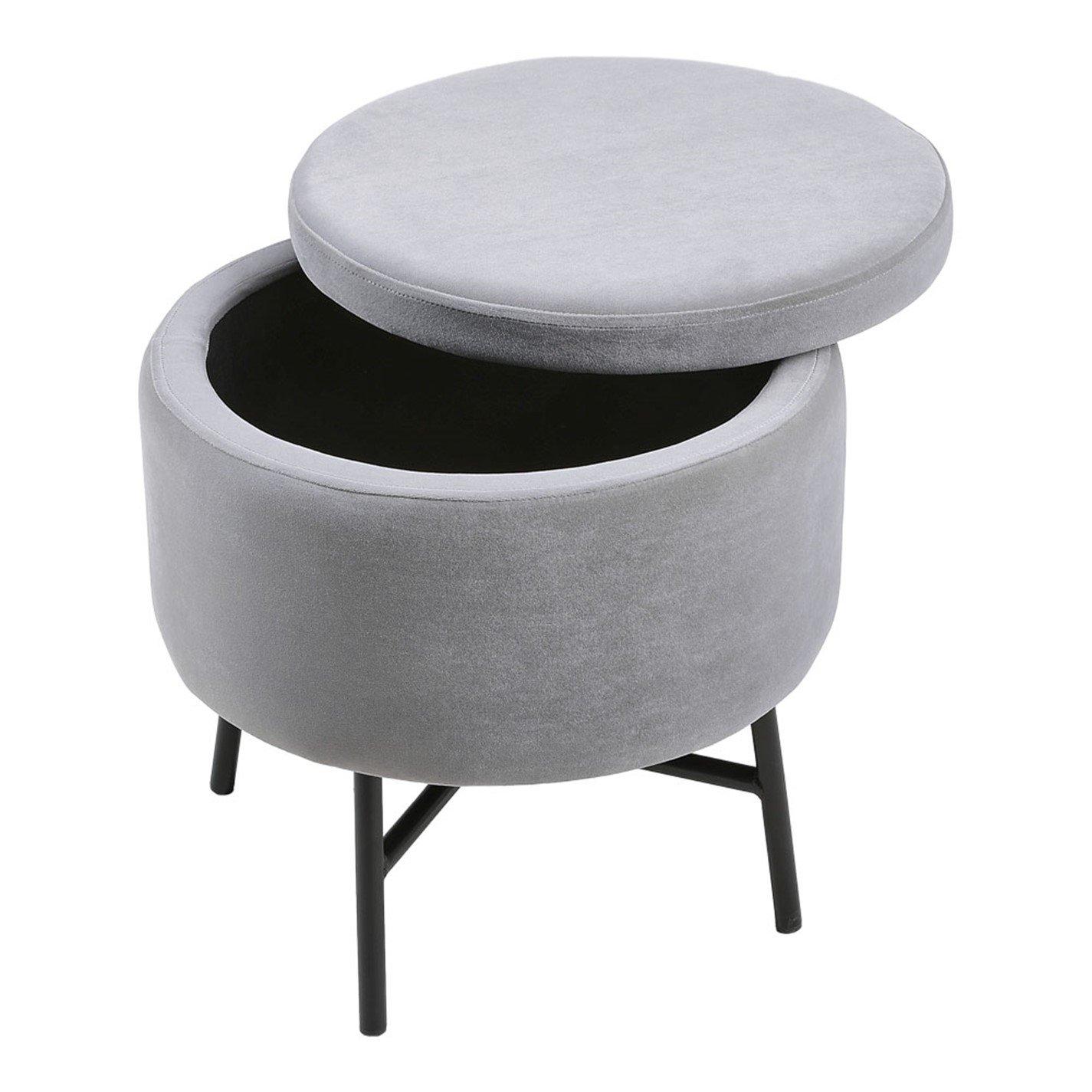 Grey - Kabinet UK - Contemporary Velvet Ottoman Metal Legs - 3