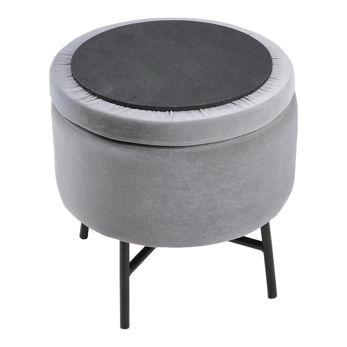 Grey - Kabinet UK - Contemporary Velvet Ottoman Metal Legs - 4