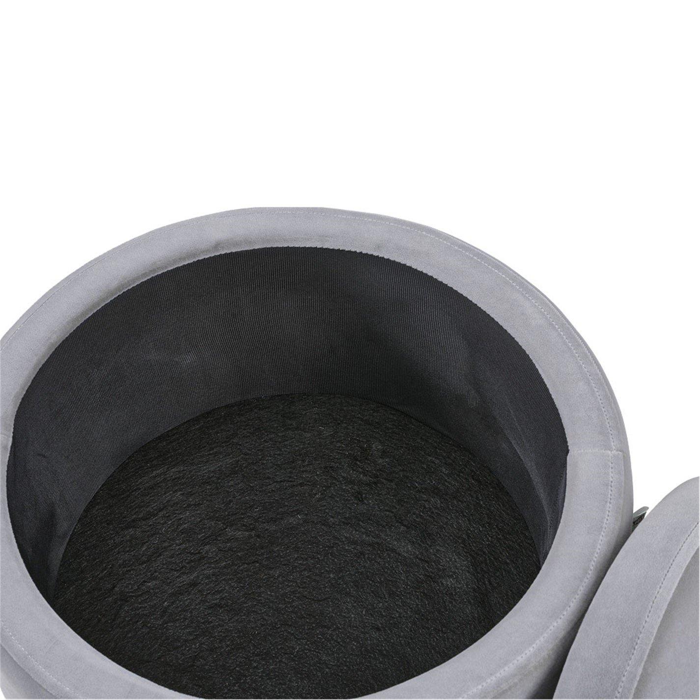 Grey - Kabinet UK - Contemporary Velvet Ottoman Metal Legs - 5