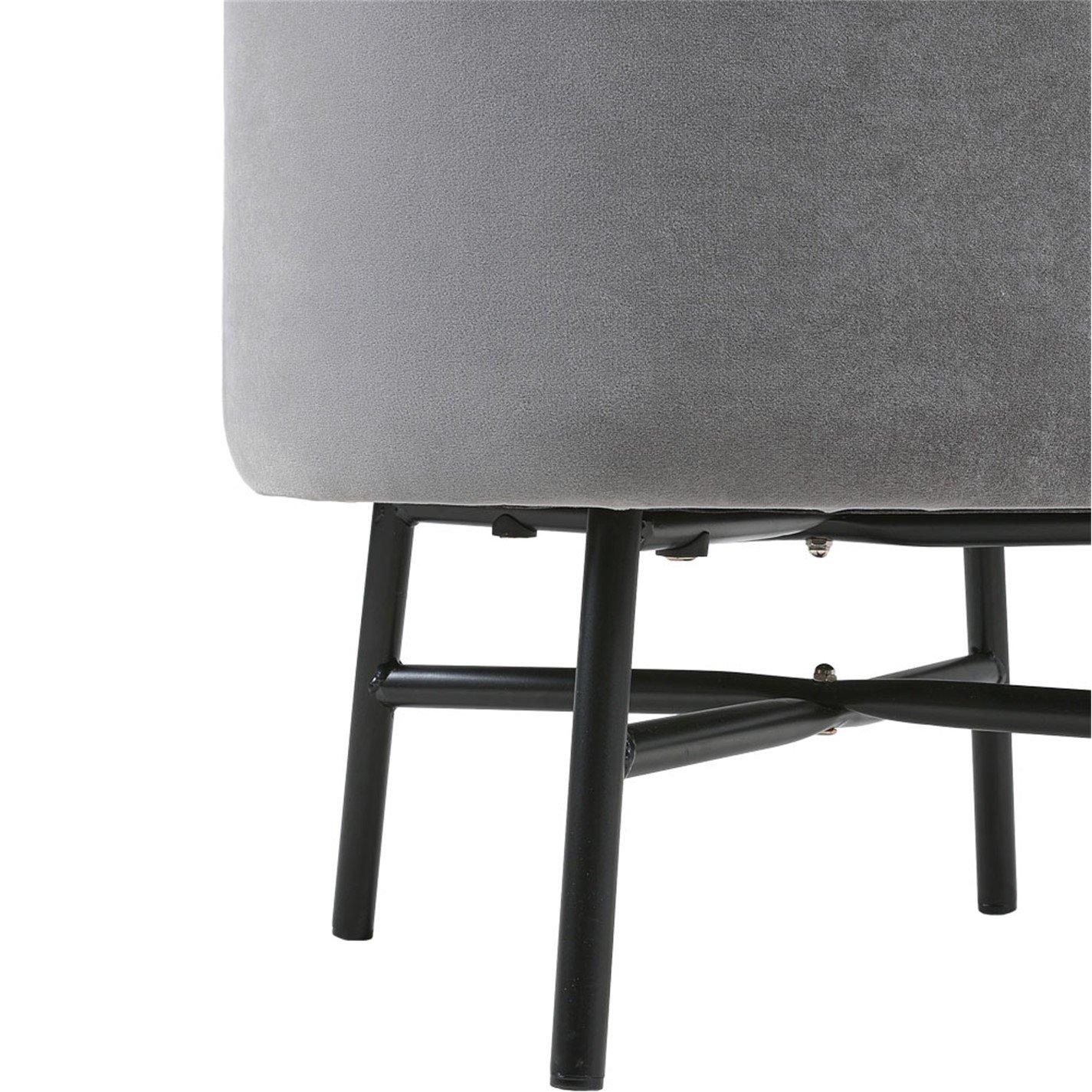 Grey - Kabinet UK - Contemporary Velvet Ottoman Metal Legs - 7