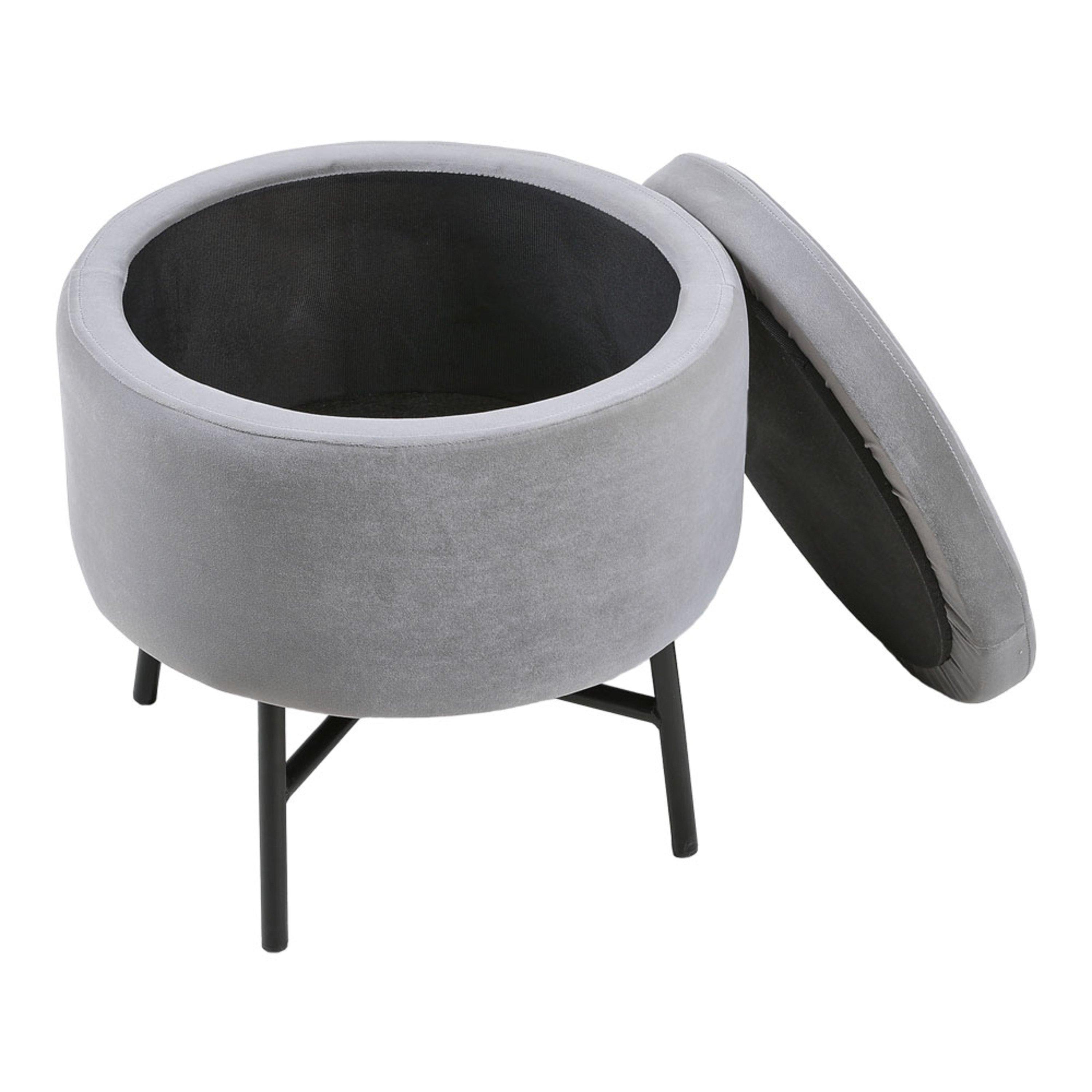 Grey - Kabinet UK - Contemporary Velvet Ottoman Metal Legs - 9