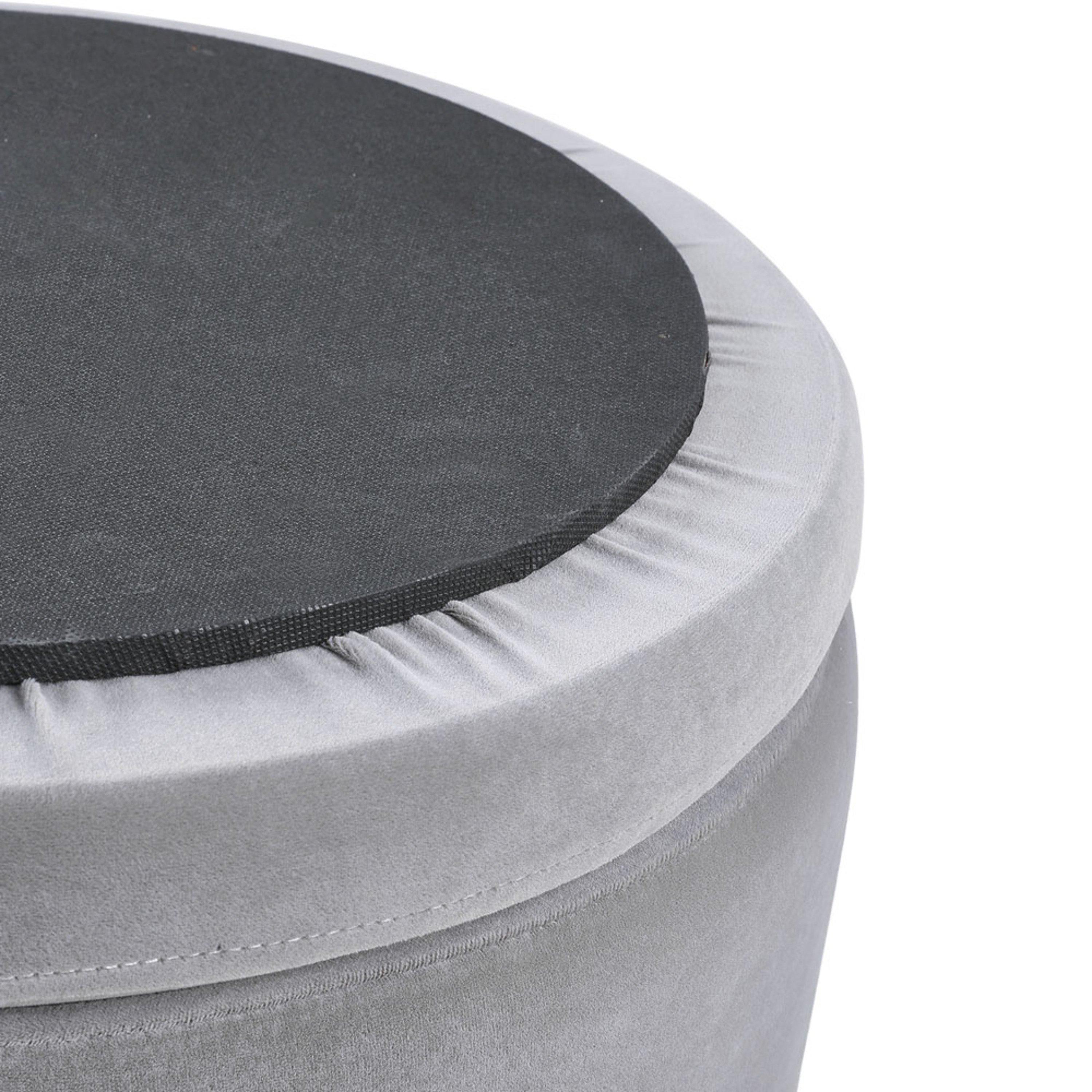 Grey - Kabinet UK - Contemporary Velvet Ottoman Metal Legs - 10