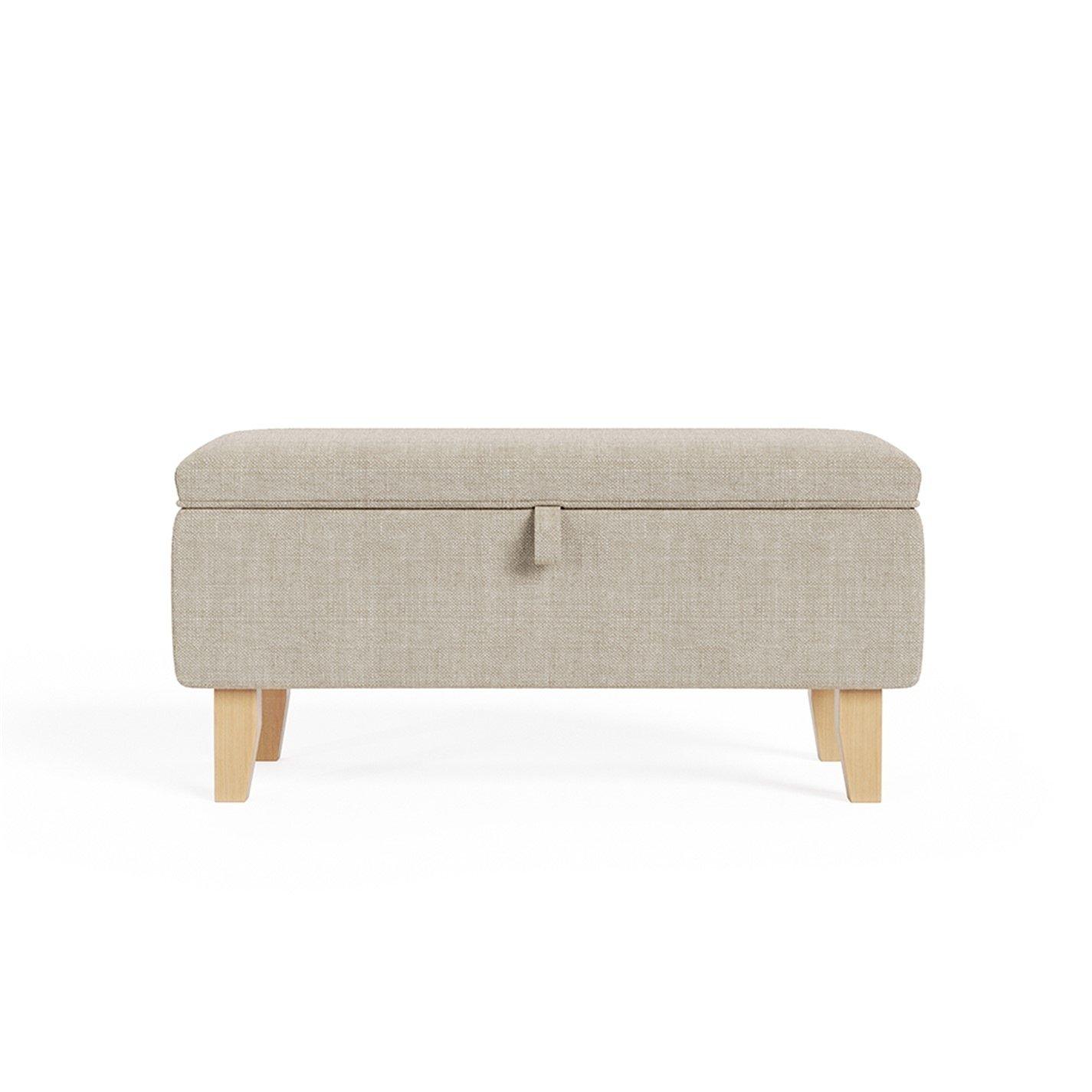 Brown - Kabinet UK - Linen Upholstered Storage Ottoman Footstool - 1