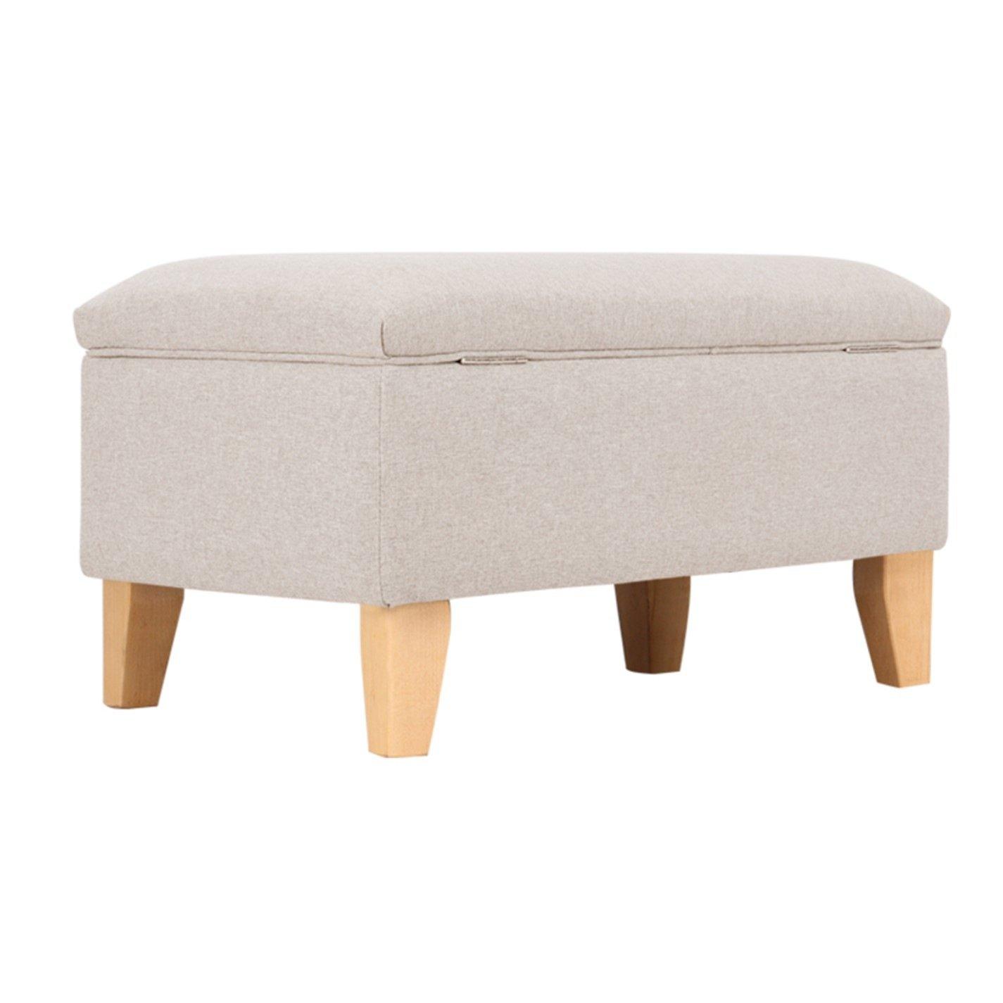 Brown - Kabinet UK - Linen Upholstered Storage Ottoman Footstool - 2
