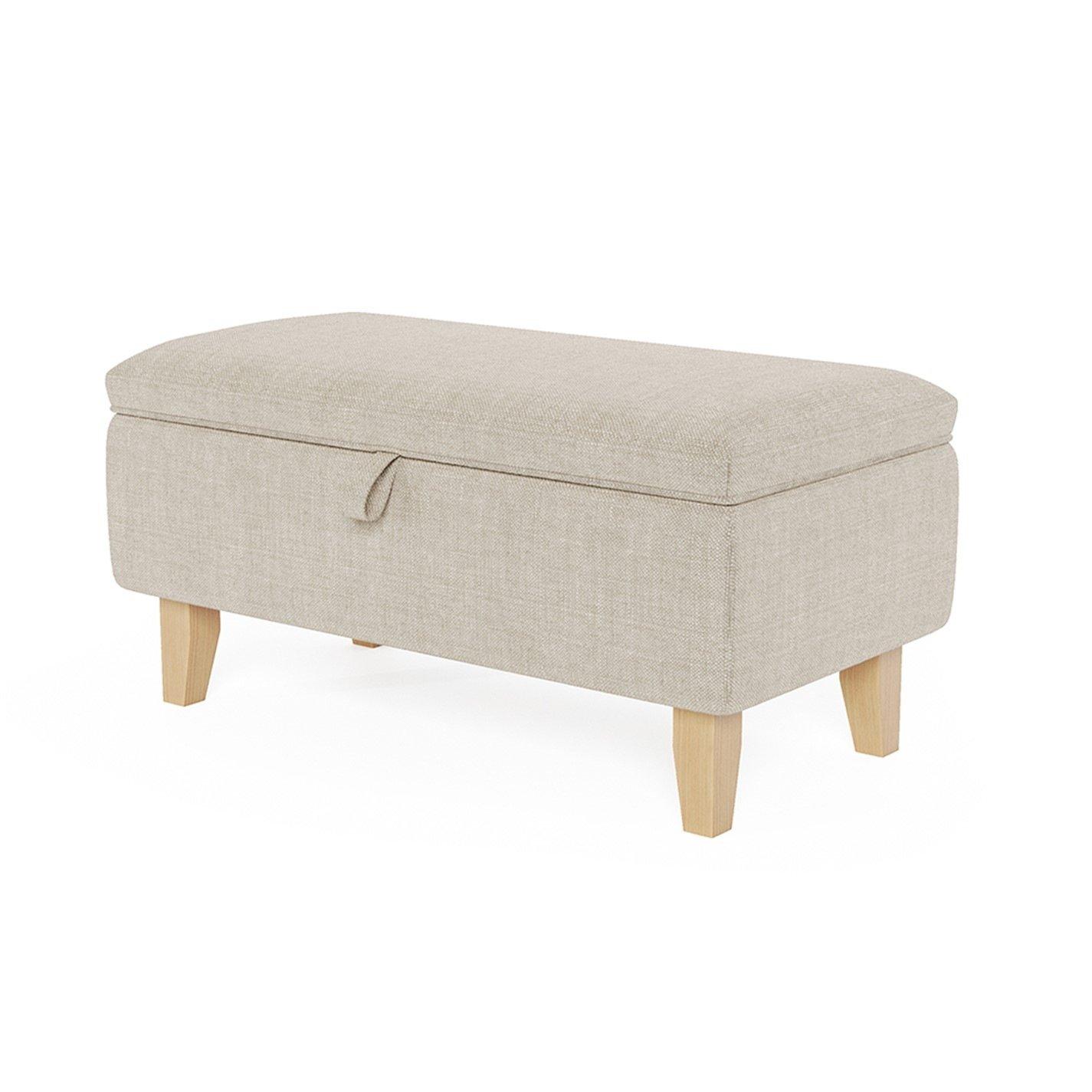 Brown - Kabinet UK - Linen Upholstered Storage Ottoman Footstool - 3