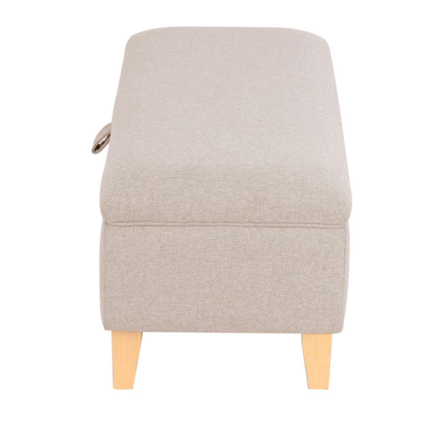 Brown - Kabinet UK - Linen Upholstered Storage Ottoman Footstool - 4