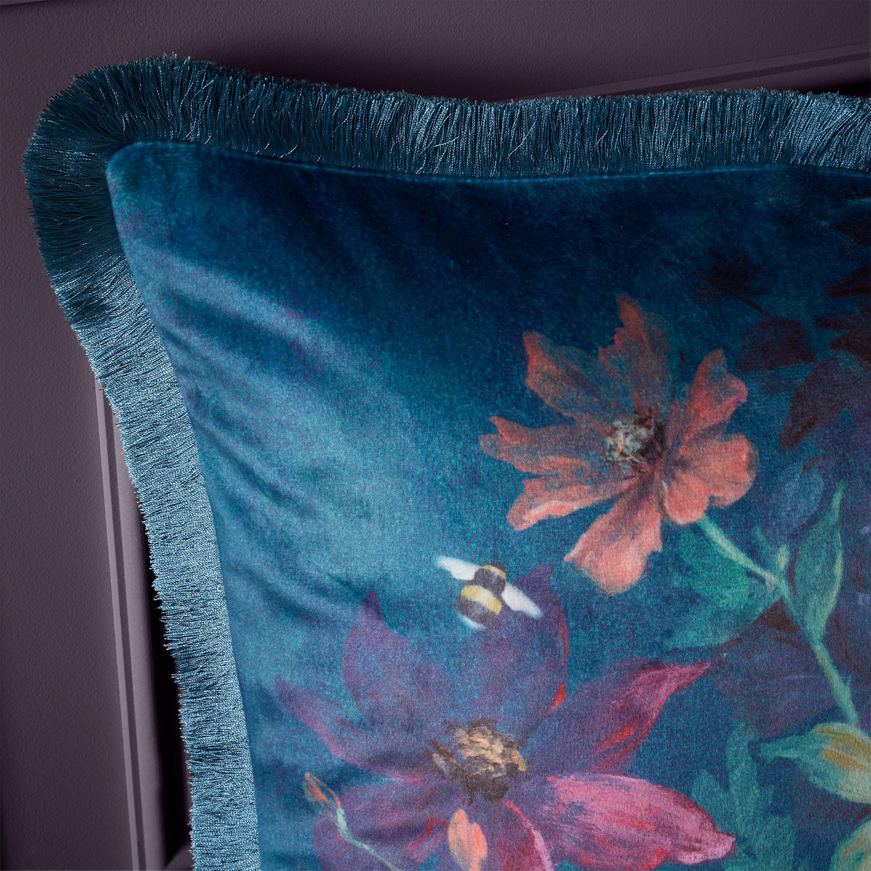 Teal - Catherine Lansfield - Bridgerton by CL Romantic Floral Soft Cushion - 3