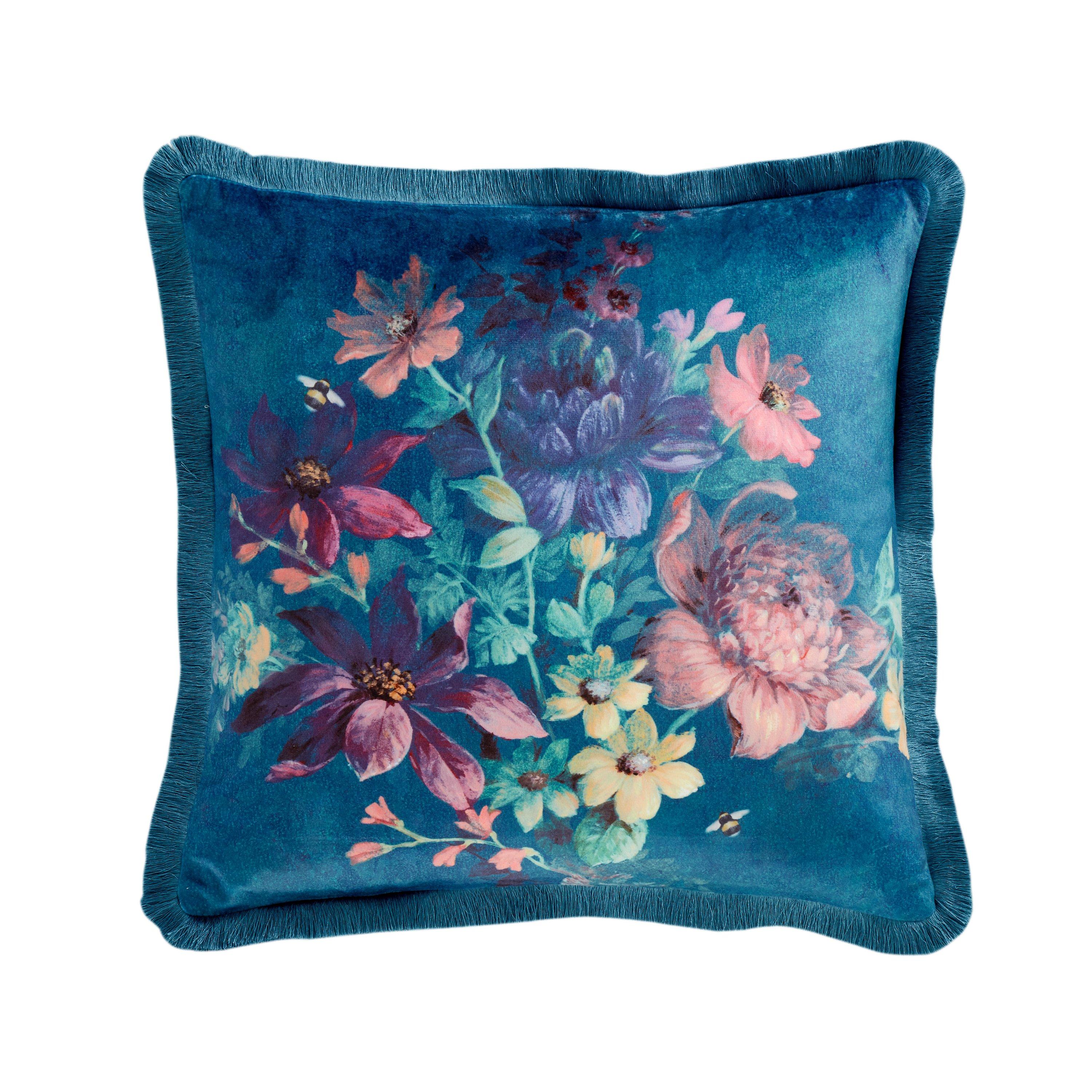 Teal - Catherine Lansfield - Bridgerton by CL Romantic Floral Soft Cushion - 5