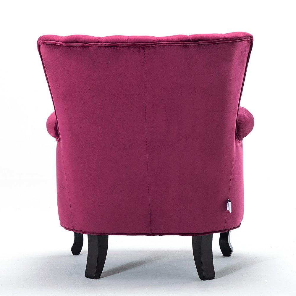 Wine Red - Kabinet UK - Vintage Velvet Wing Back Armchair with Studs - 5