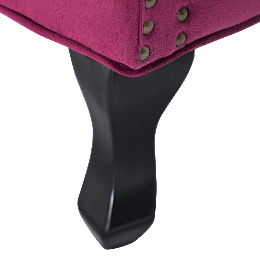 Wine Red - Kabinet UK - Vintage Velvet Wing Back Armchair with Studs - 9