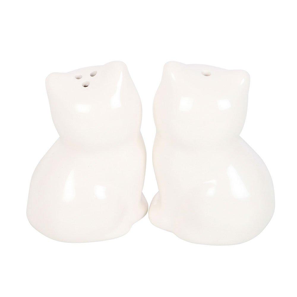 White - Something Different - White Cat Shaped Salt and Pepper Shakers - 3