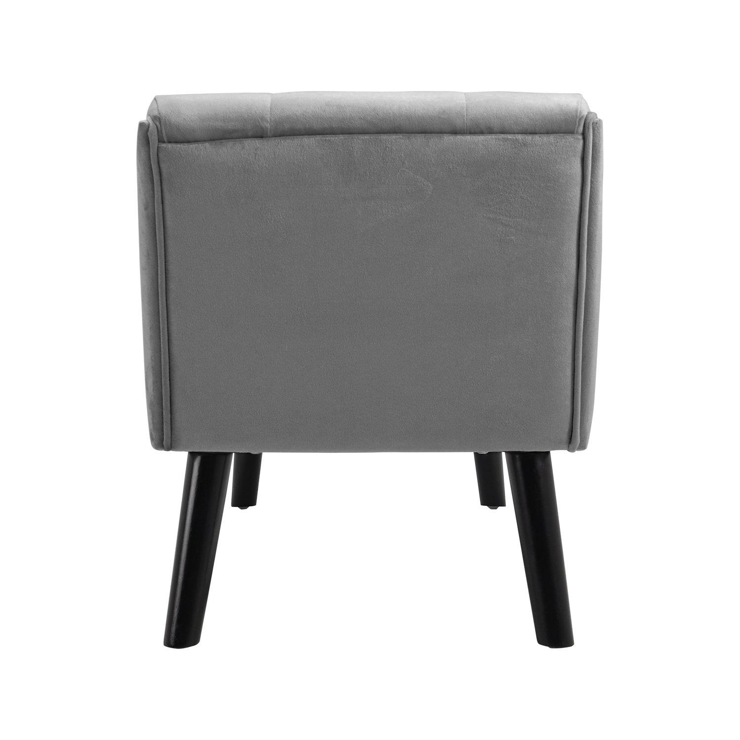 Grey - Kabinet UK - Tufted Velvet Buttoned Bench with Raised Arms - 5