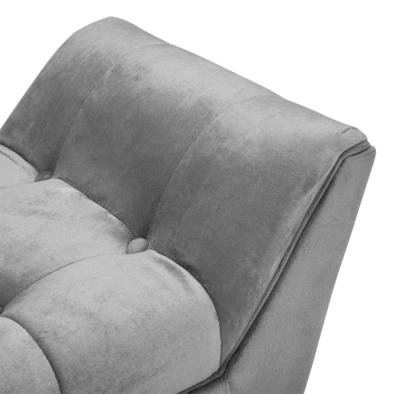 Grey - Kabinet UK - Tufted Velvet Buttoned Bench with Raised Arms - 7