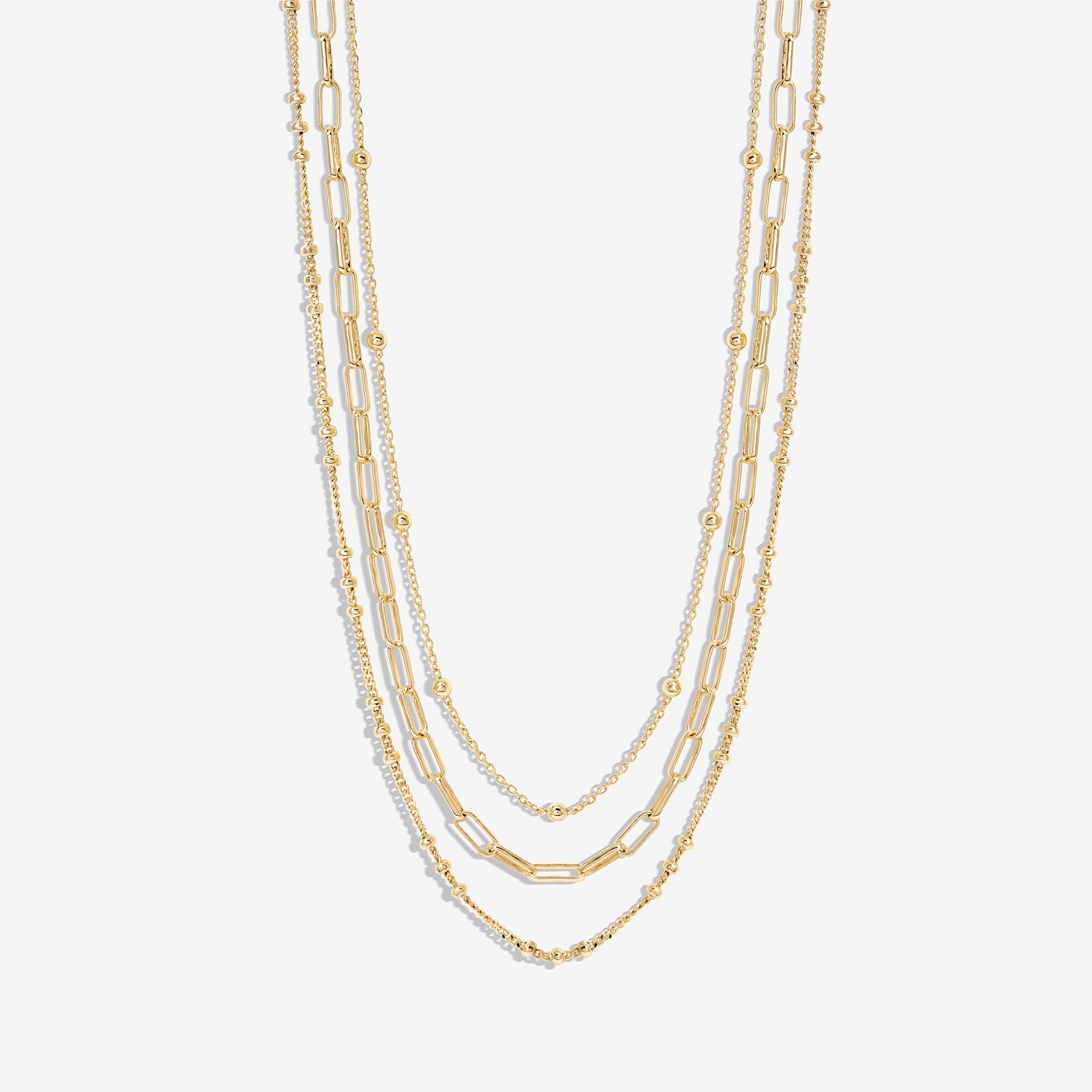 Gold - Mood - Gold Polished Fine Chain Necklaces - Pack Of 3 - 1