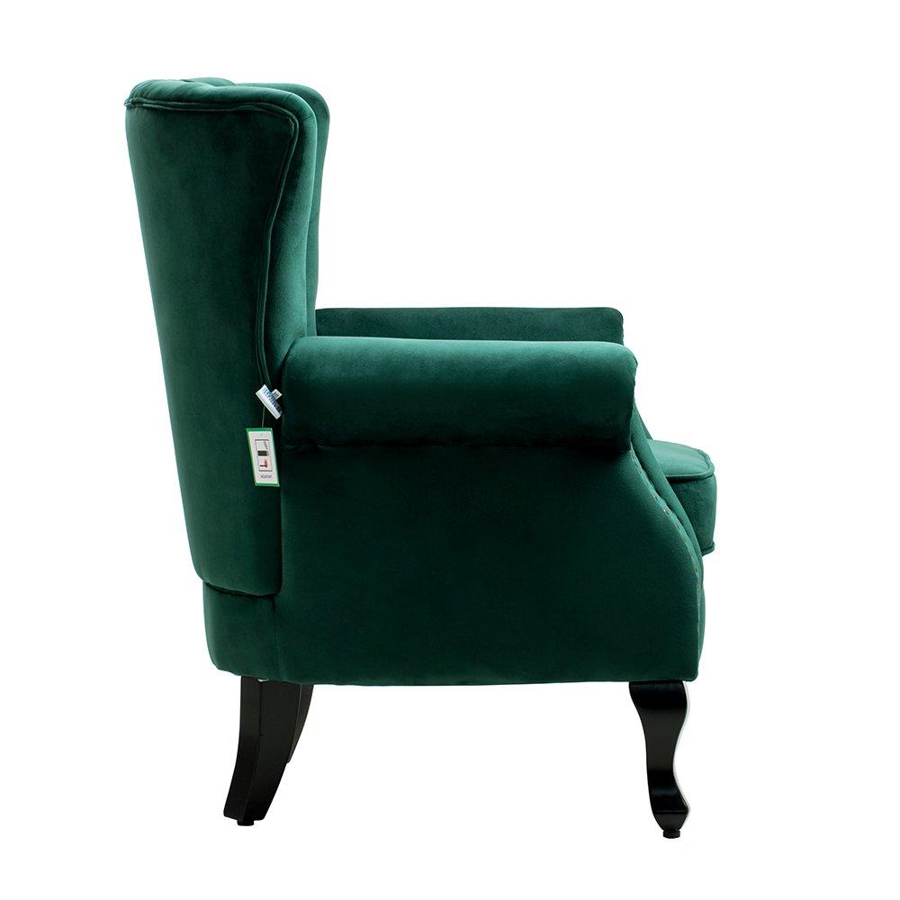 Green - Kabinet UK - Vintage Velvet Wing Back Armchair with Studs - 5