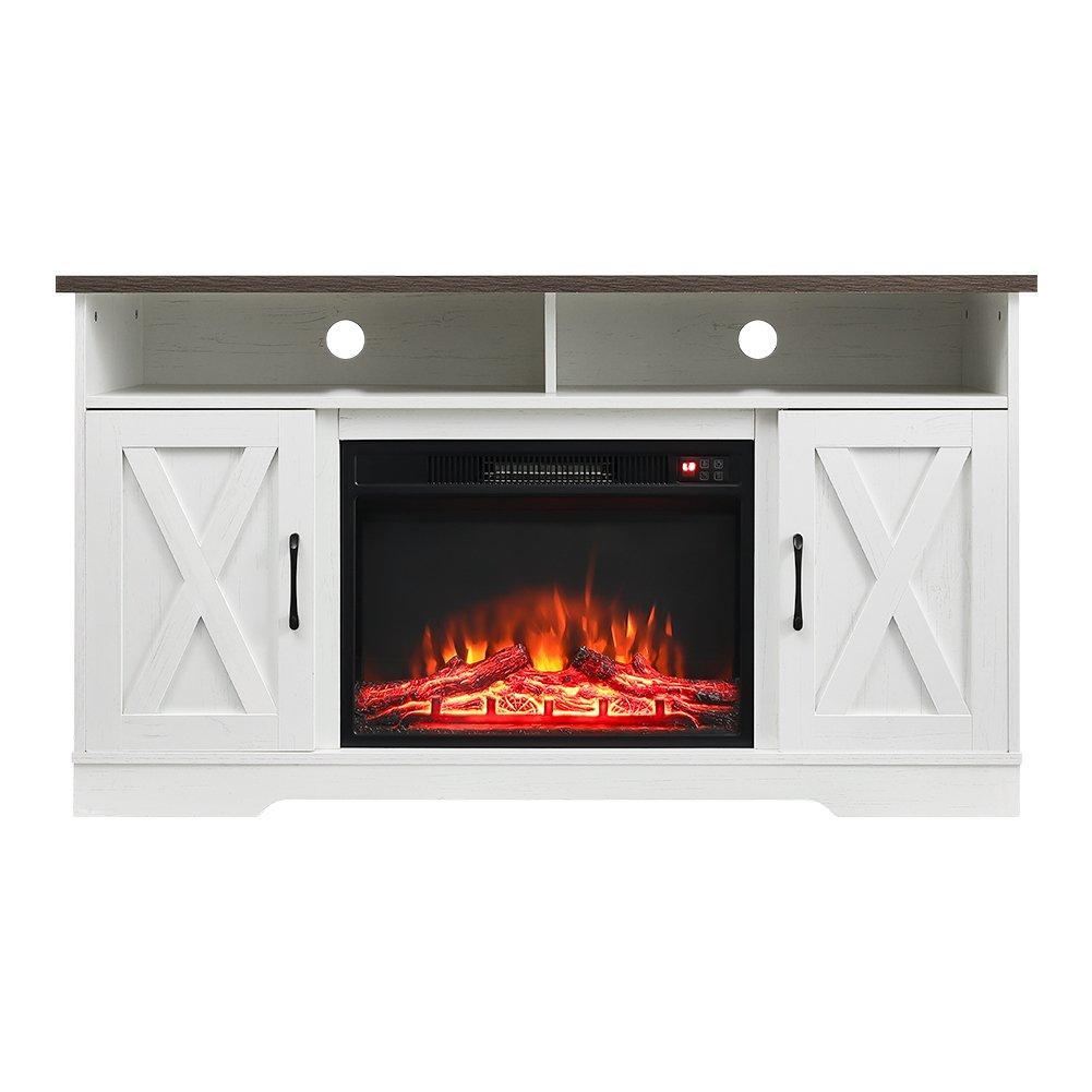 White - Kabinet UK - Electric Fireplace TV Stand with Timer and Remote - 1