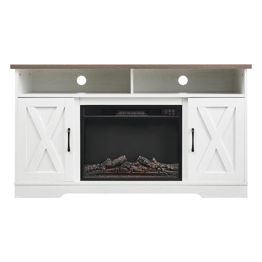 White - Kabinet UK - Electric Fireplace TV Stand with Timer and Remote - 2