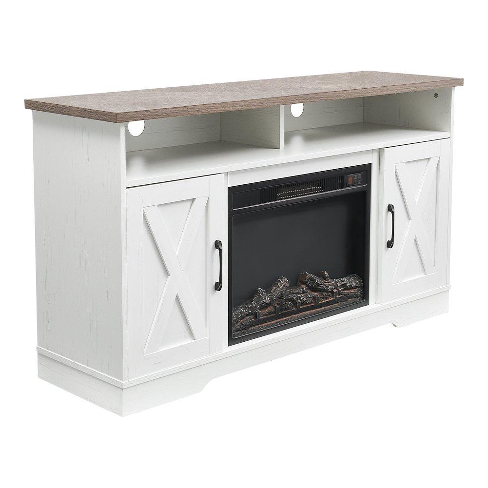 White - Kabinet UK - Electric Fireplace TV Stand with Timer and Remote - 3
