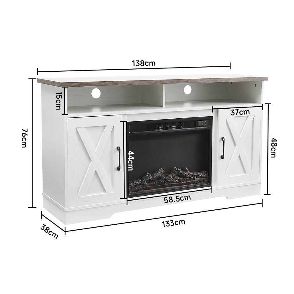 White - Kabinet UK - Electric Fireplace TV Stand with Timer and Remote - 9