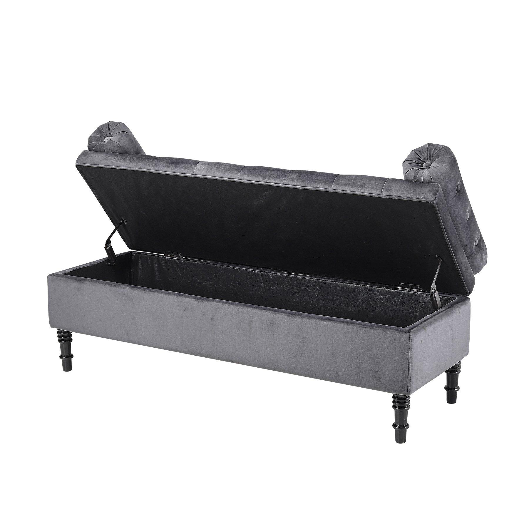 Grey - Kabinet UK - Flip Top Storage Bench with Side Arms - 6