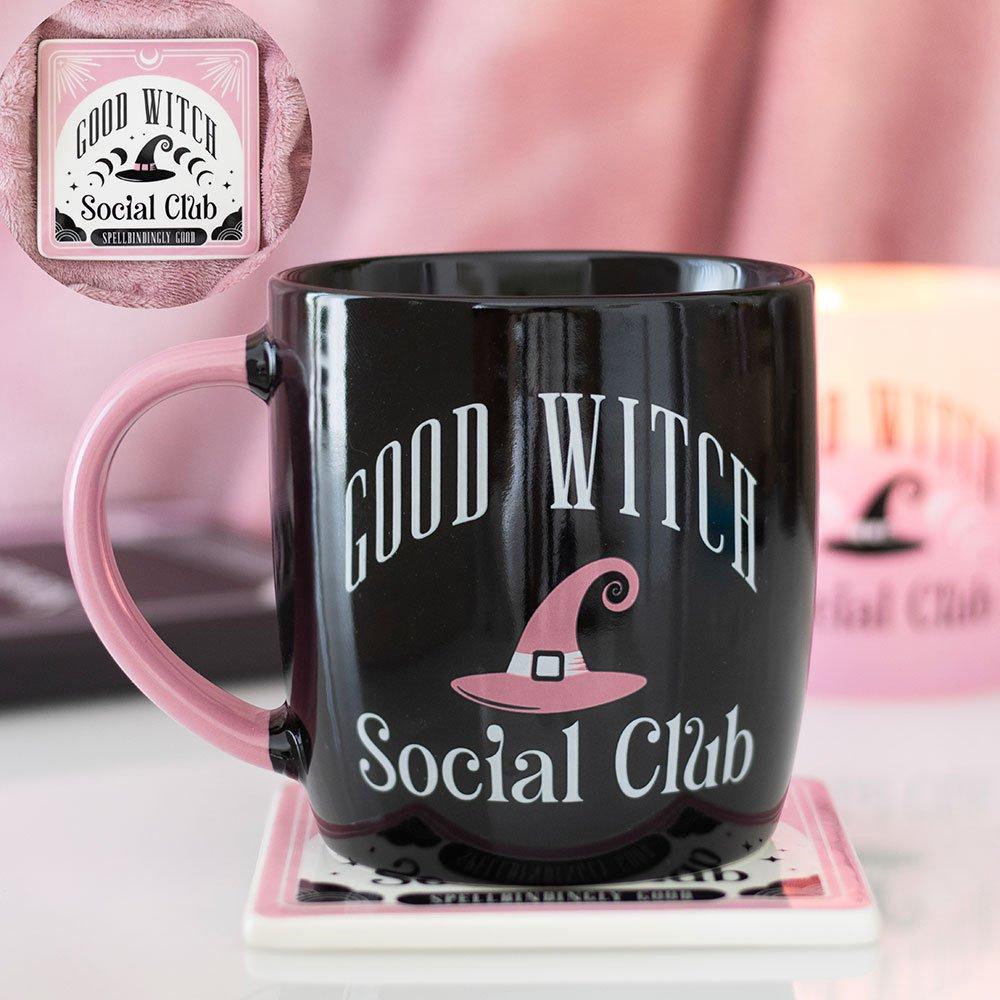 Something Different  Good Witch Social Club Mug And Coaster Set - Black