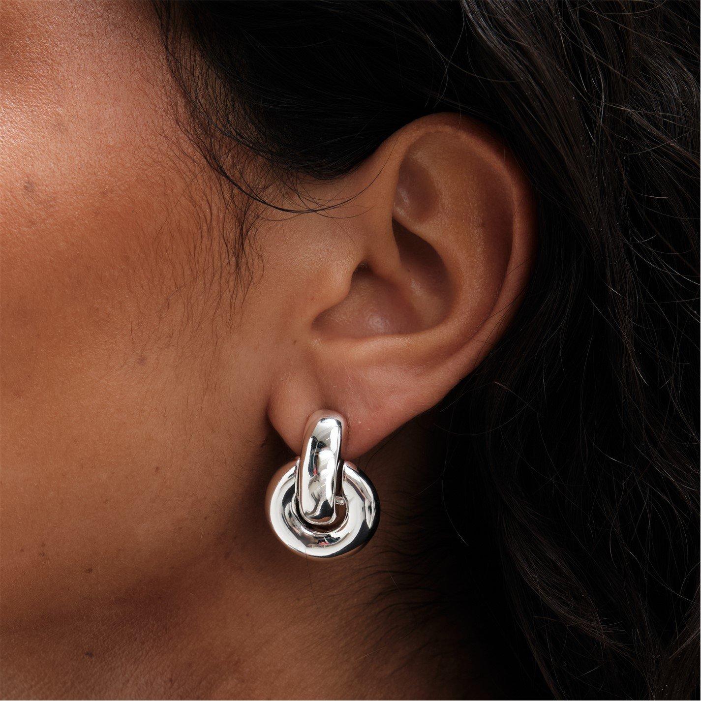 Silver - Mood - Recycled Silver Round Doorknocker Drop Earring - 1