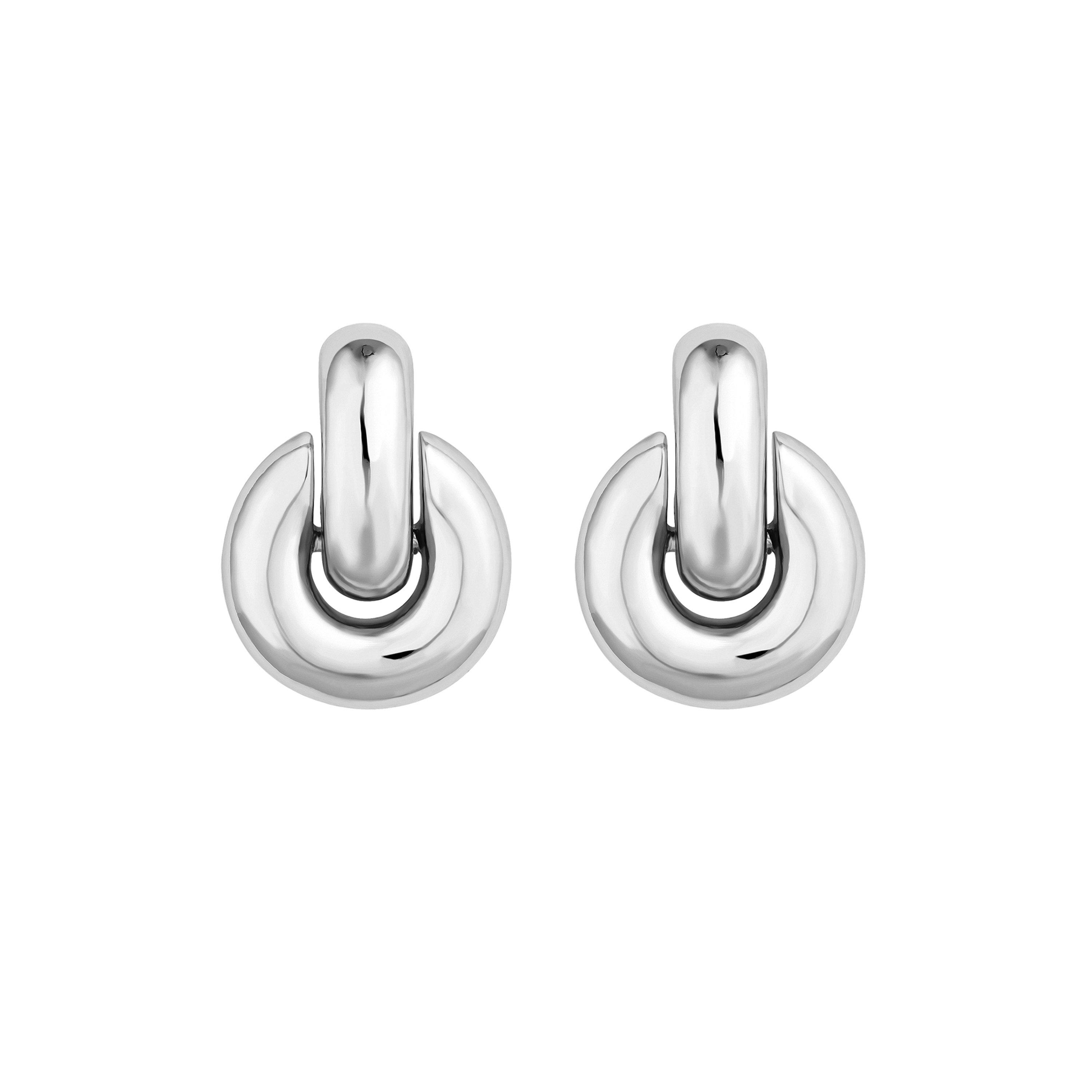 Silver - Mood - Recycled Silver Round Doorknocker Drop Earring - 5