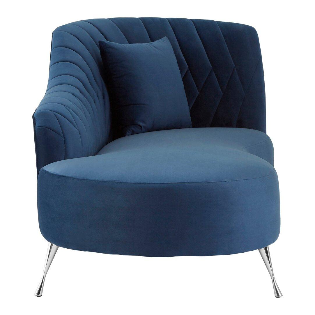 Blue - Fifty Five South - Rene Dark Blue Velvet Right Hand Chaise Longue - 3