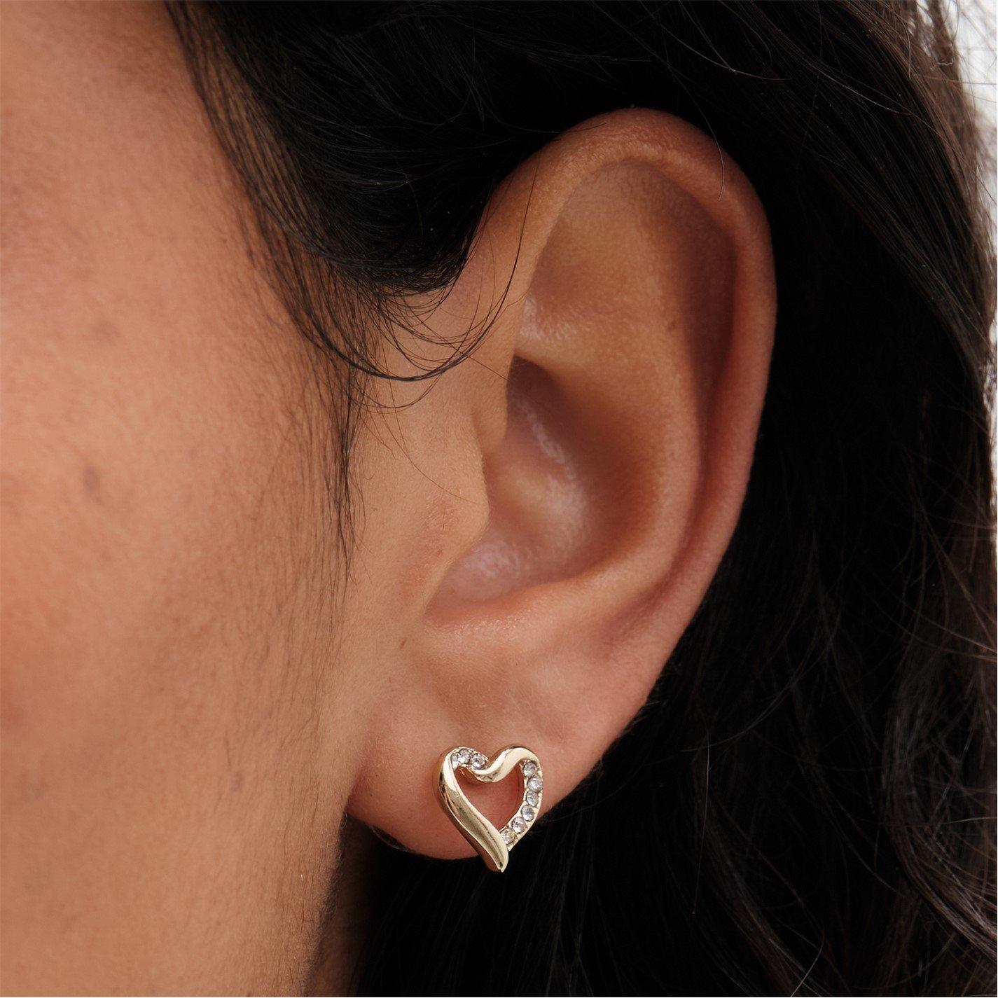 Gold - Mood - Gold Crystal Love Heart Mixed Earrings - Pack Of 3 - 4