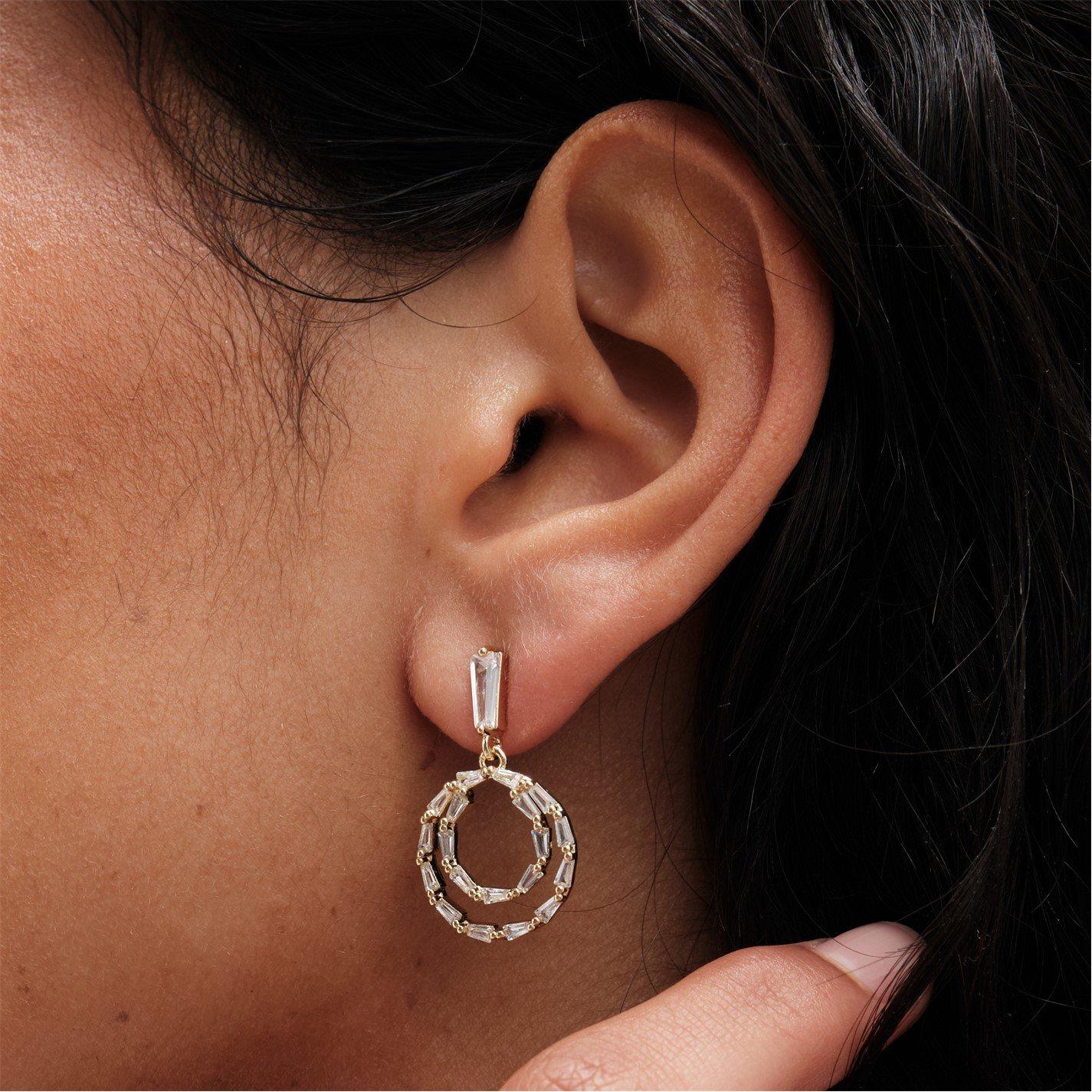 Silver - Mood - Silver Crystal Cubic Zirconia Mini Earrings - 3