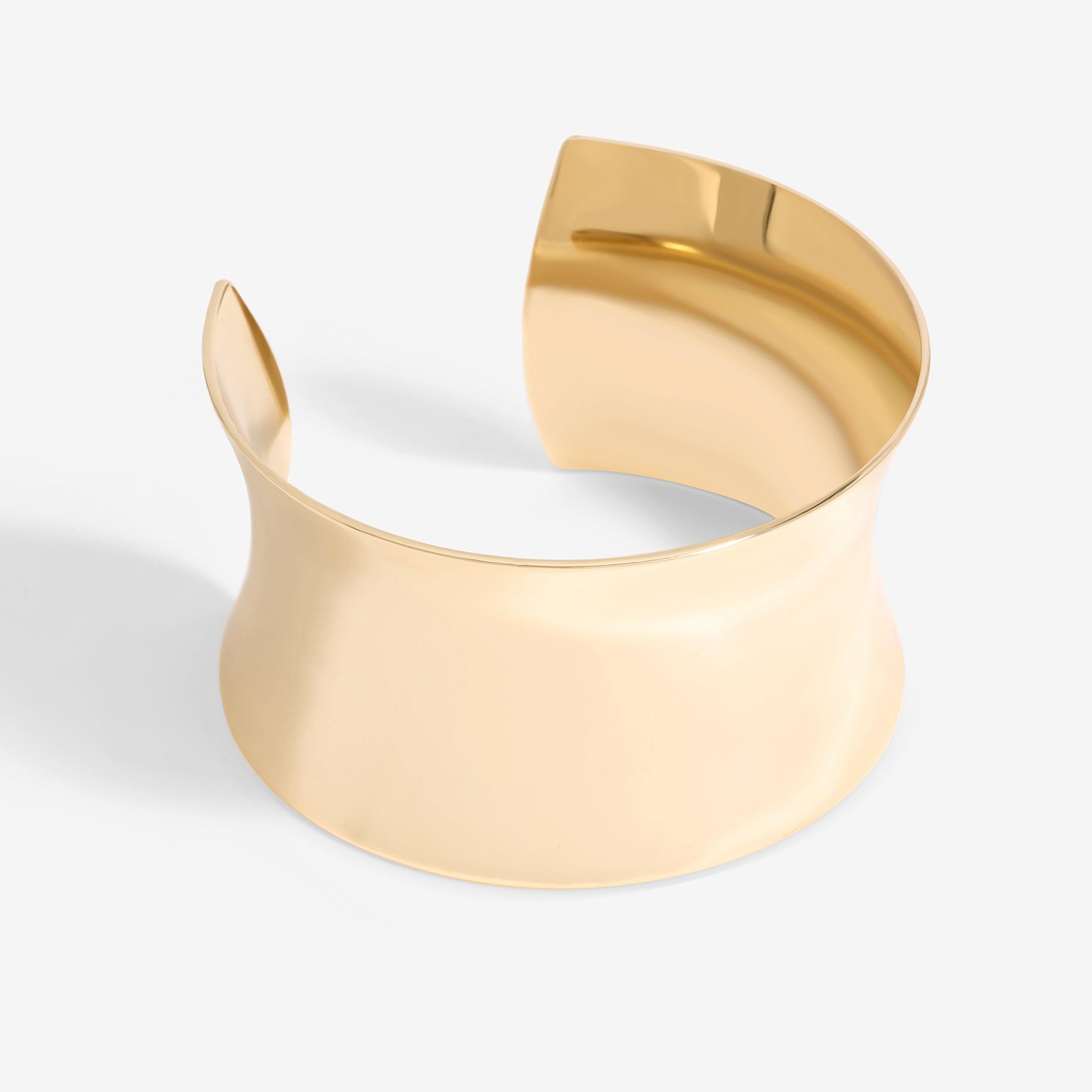 Gold - Mood - Gold Polished Sculpted Cuff Bracelet