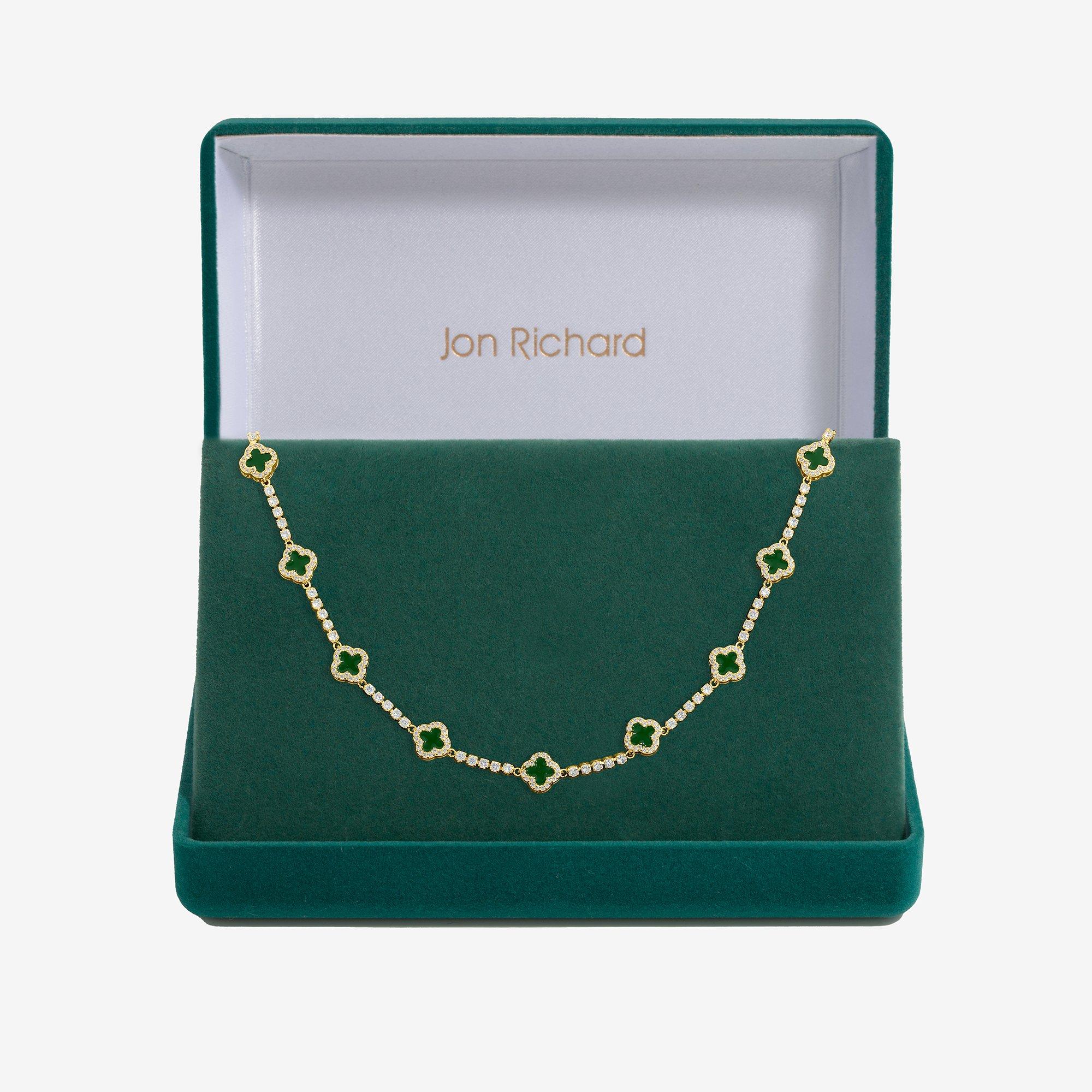 Gold - Jon Richard - Gold Plated and Emerald Clover Necklace - Gift Box - 1