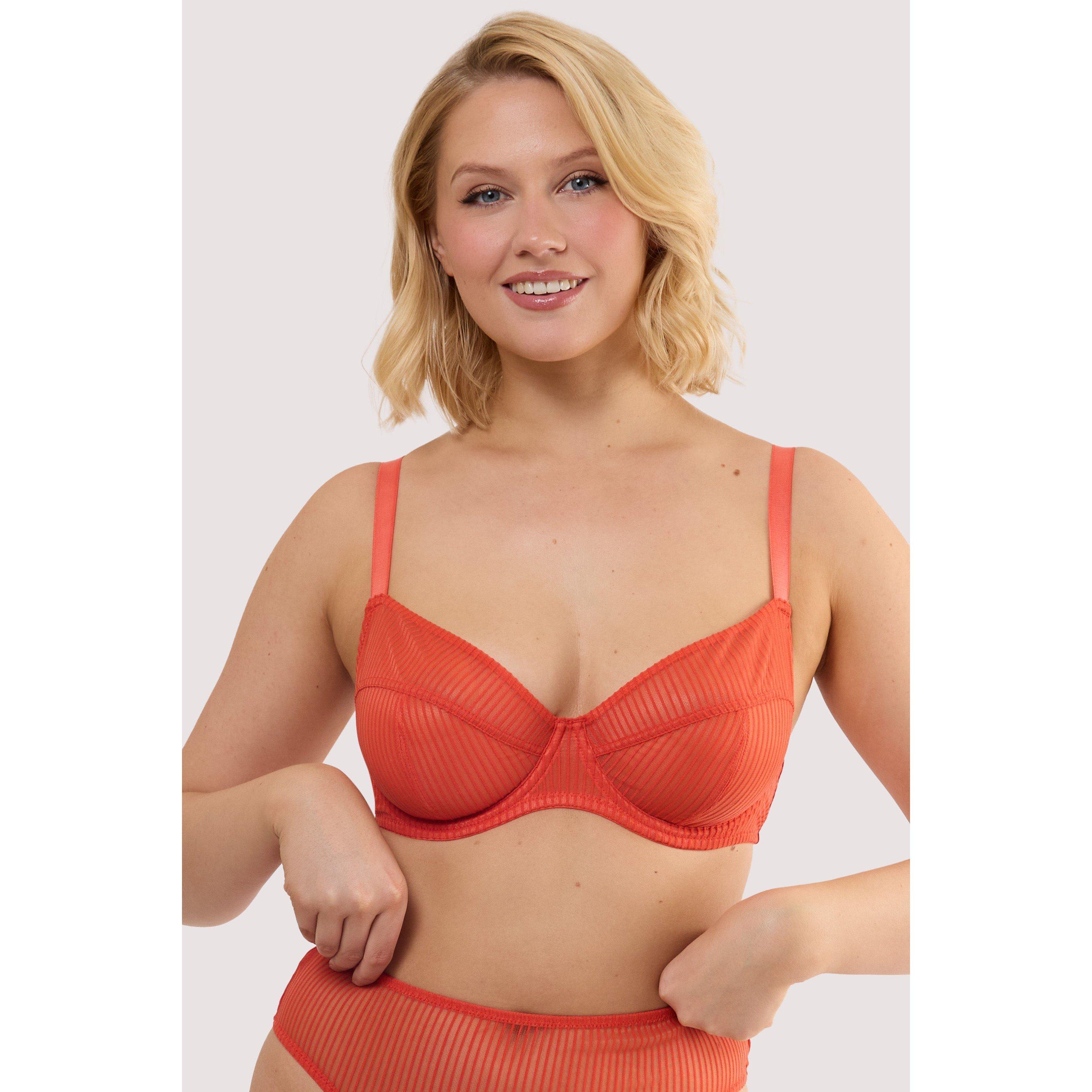Red - Playful Promises - Veronica Red Microstripe Plunge Bra - 2