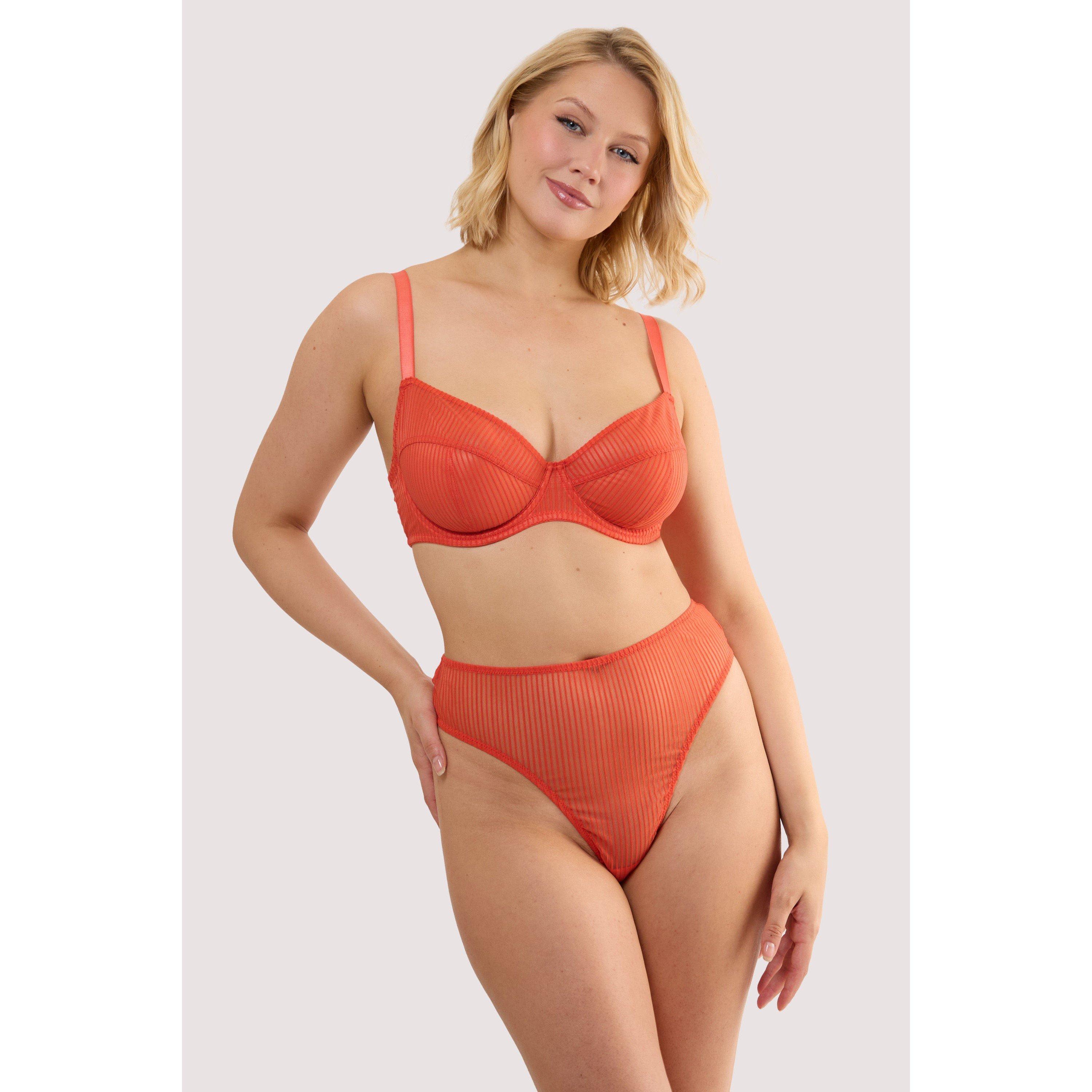 Red - Playful Promises - Veronica Red Microstripe Plunge Bra - 4