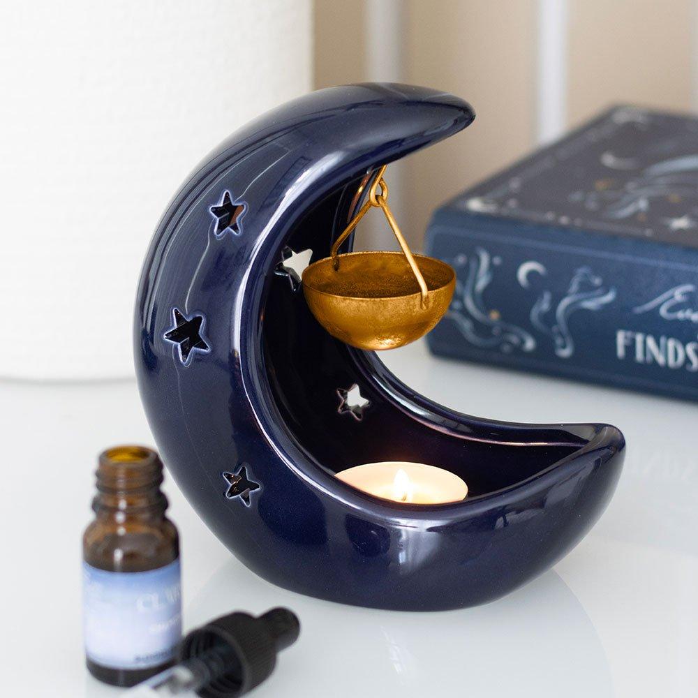 Something Different  Crescent Moon Hanging Oil Burner Blue