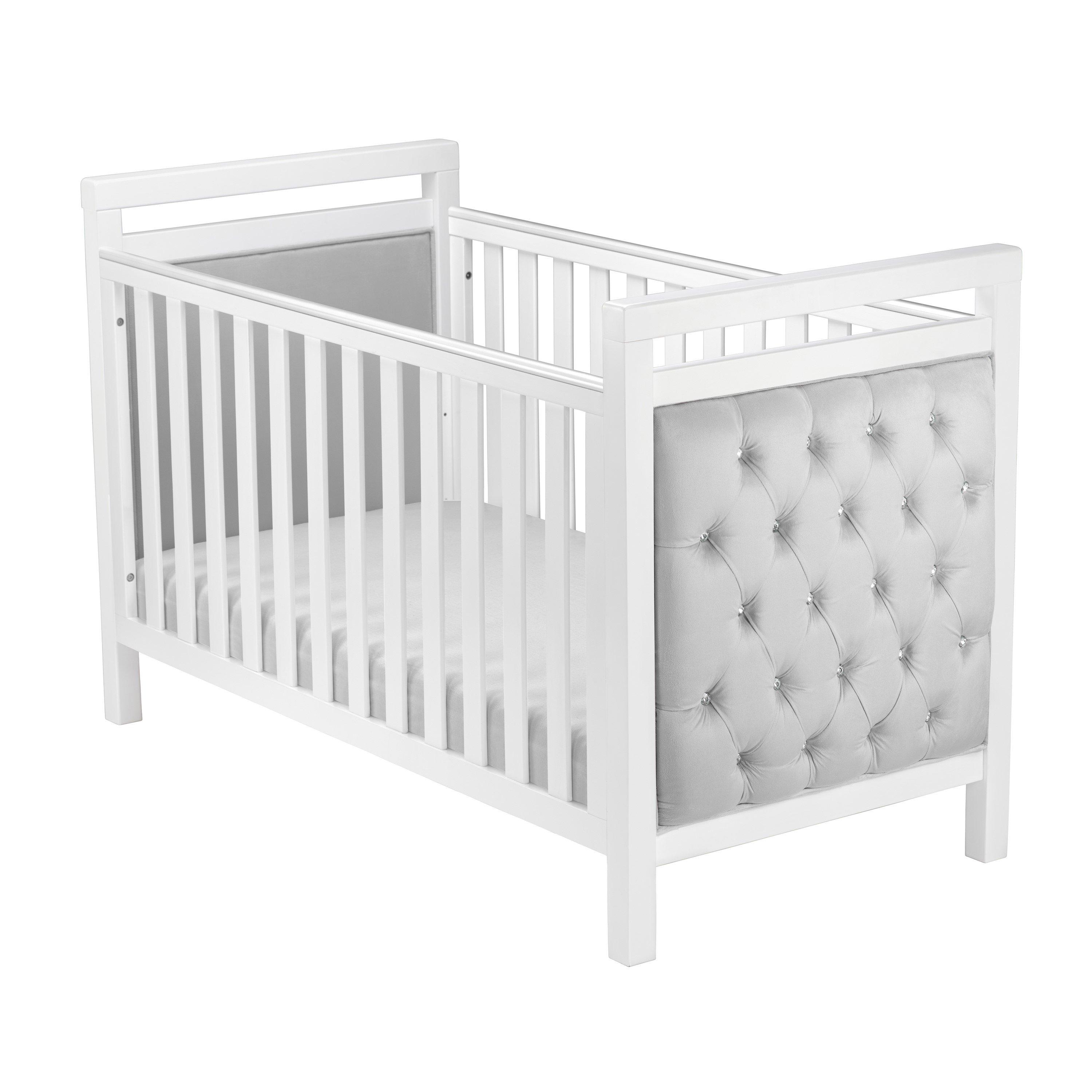 White - Babymore - Babymore Velvet Deluxe Cot Bed - White - 1