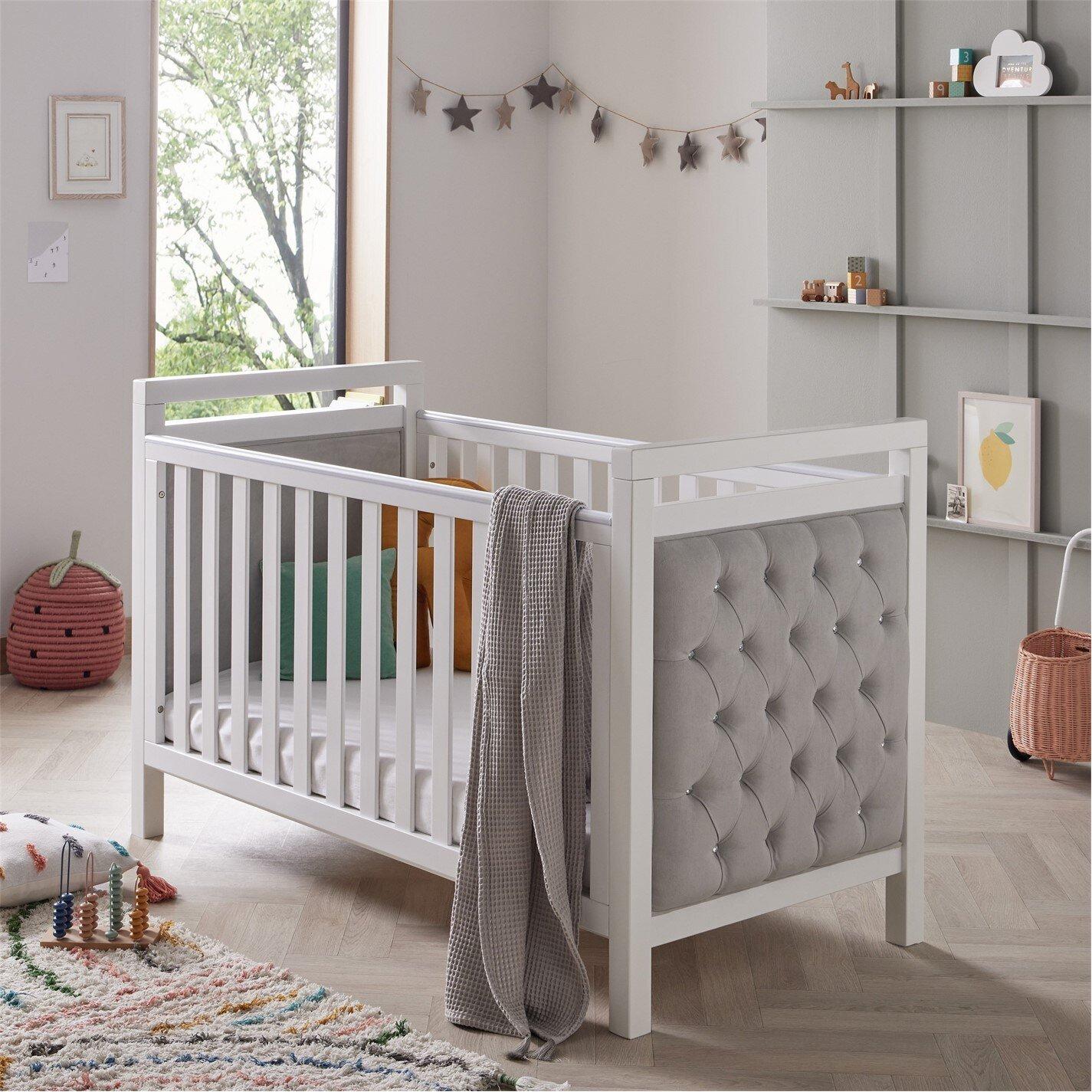 White - Babymore - Babymore Velvet Deluxe Cot Bed - White - 2