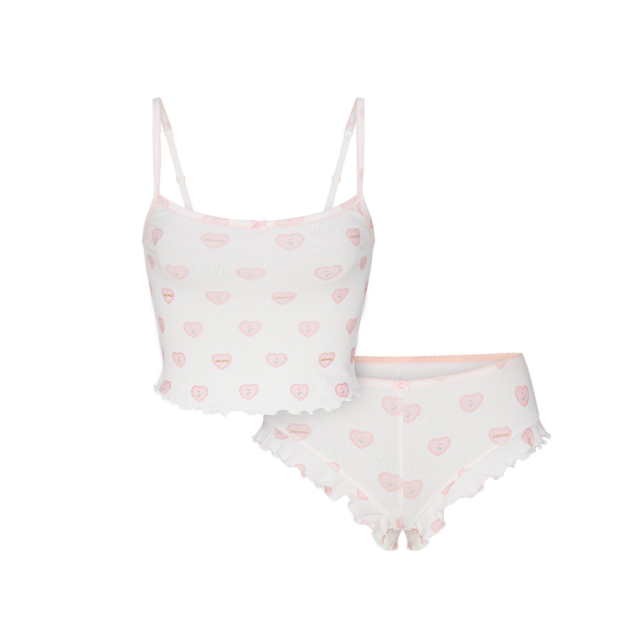 SKIMS Womens Pointelle Cami Sleep Set - SNOW HEARTS - Size 16 (XL)