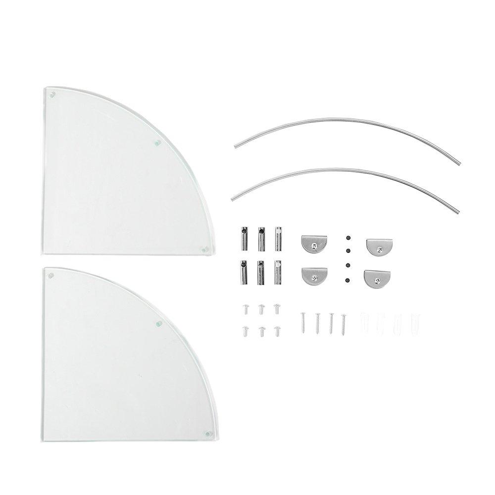 Silver - LIFE IDEAS - 1 Tier Bathroom Glass Corner Shelf Wall Mounted - 3