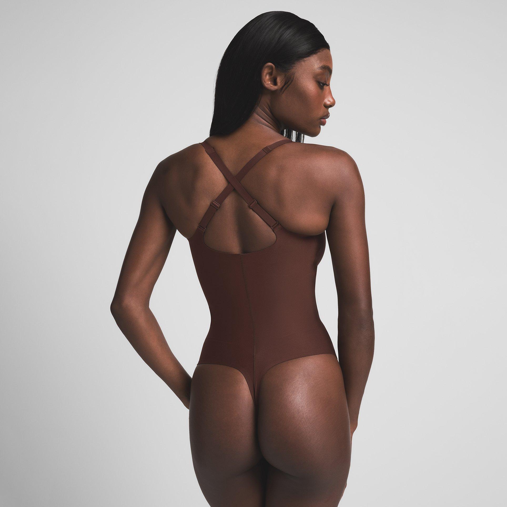 COCOA - SKIMS - Womens Body Core Sculpt Plunge Thong Bodysuit - 2